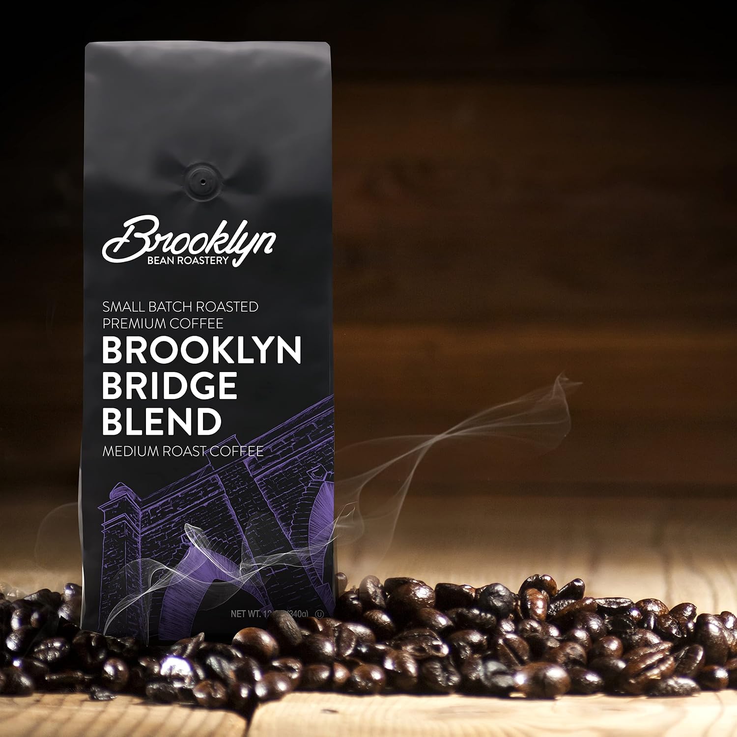 Brooklyn Beans Maple Sleigh 100% Arabica Craft Roasted Ground Coffee, Premium Maple Flavored Roast, 12 Oz Bag