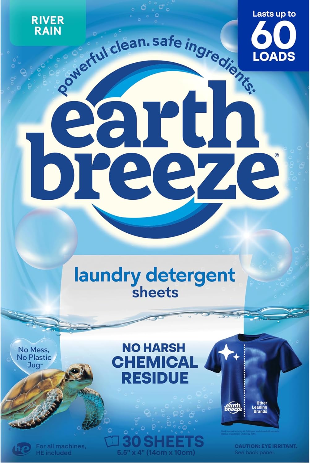Earth Breeze Laundry Detergent Sheets Fresh Scent 60 Loads