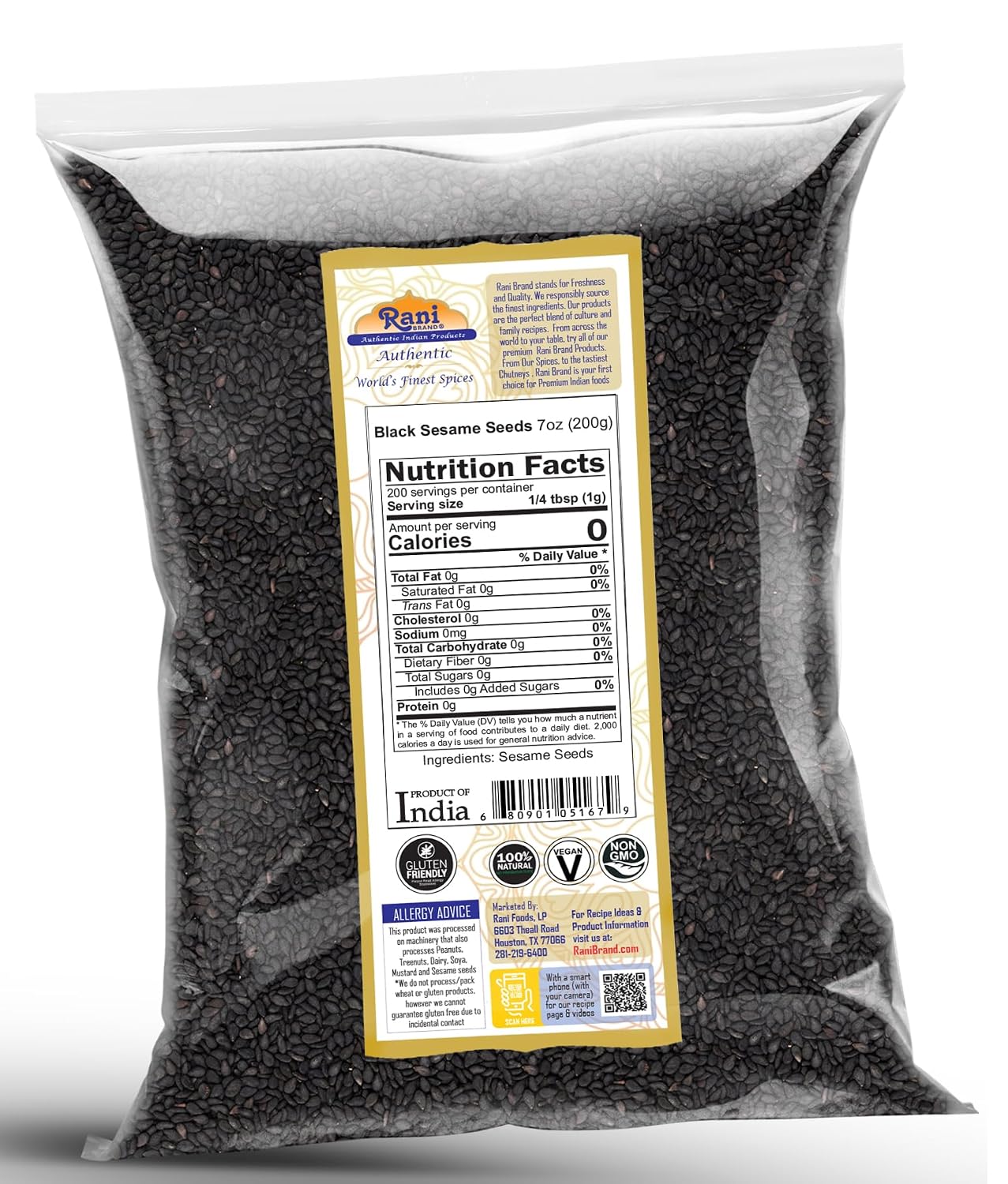 Rani Sesame Seeds Whole Brown, Raw (Till) 28oz (800gm) ~ All Natural | Gluten Friendly | NON-GMO | Vegan | Indian Origin