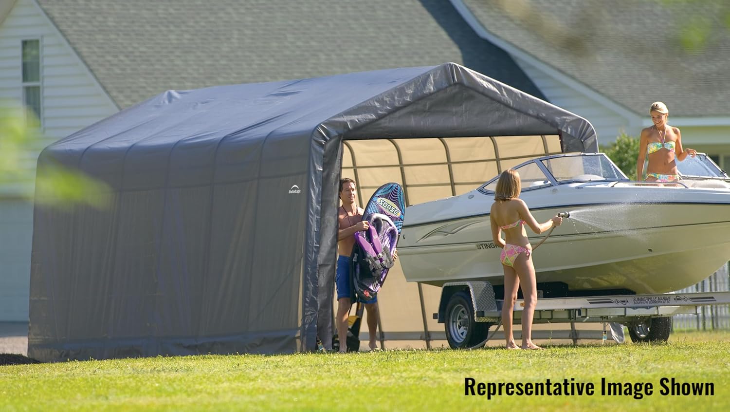 ShelterLogic 72444 Green 12'x24'x8' Peak Style Shelter