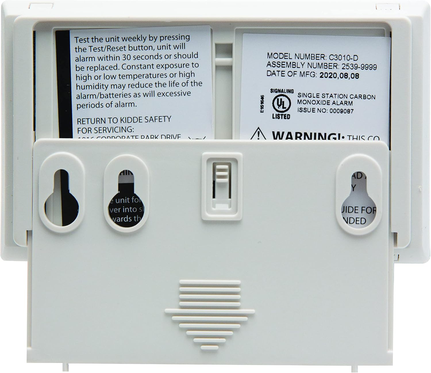 Kidde Carbon Monoxide Detector, 10-Year Battery Powered, Digital Display, LED Status Indicators, 85 dB Alarm, 3rd Edition
