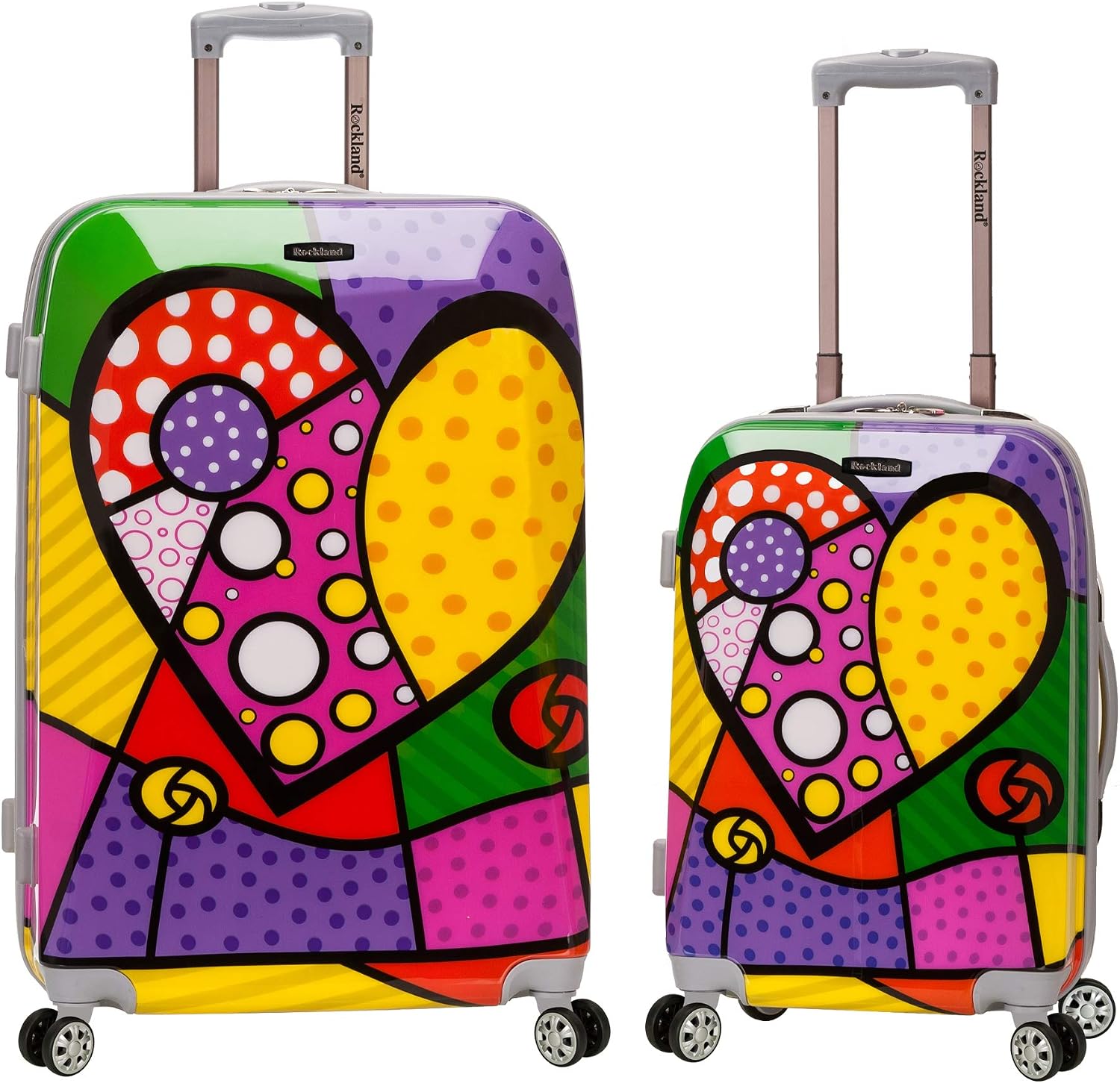 Rockland Vision Hardside 3 Piece Spinner Wheel Luggage Set, (20"/24"/28"), Love