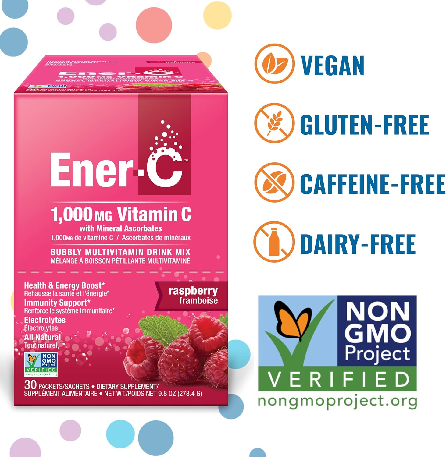 Ener-C Multivitamin Drink Mix, Electrolytes Powder - Raspberry, 30 Count | Vitamin Packets for Water, Vitamin Drink Mix, Hydration Liquid Mix, Immune Booster for Adults, Healthy Energy