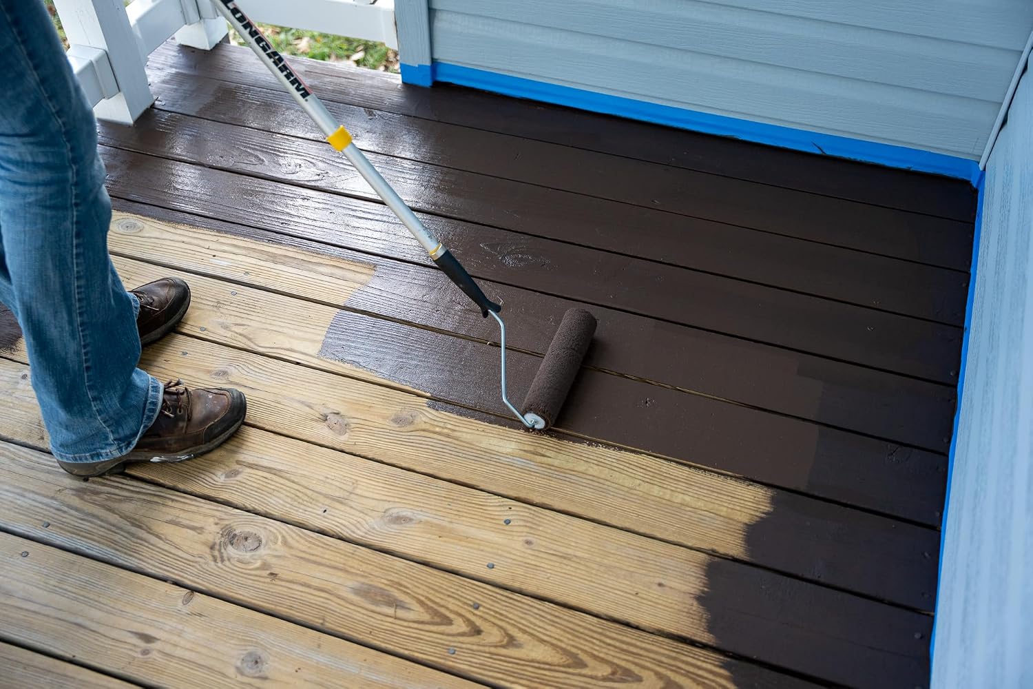 #1 Deck Premium Advanced Solid Color Outdoor Wood Stain and Sealer in One – Water Based Sealant for Wood Decks, Fences, & Siding - 1 Gal - Made in USA - Simply White