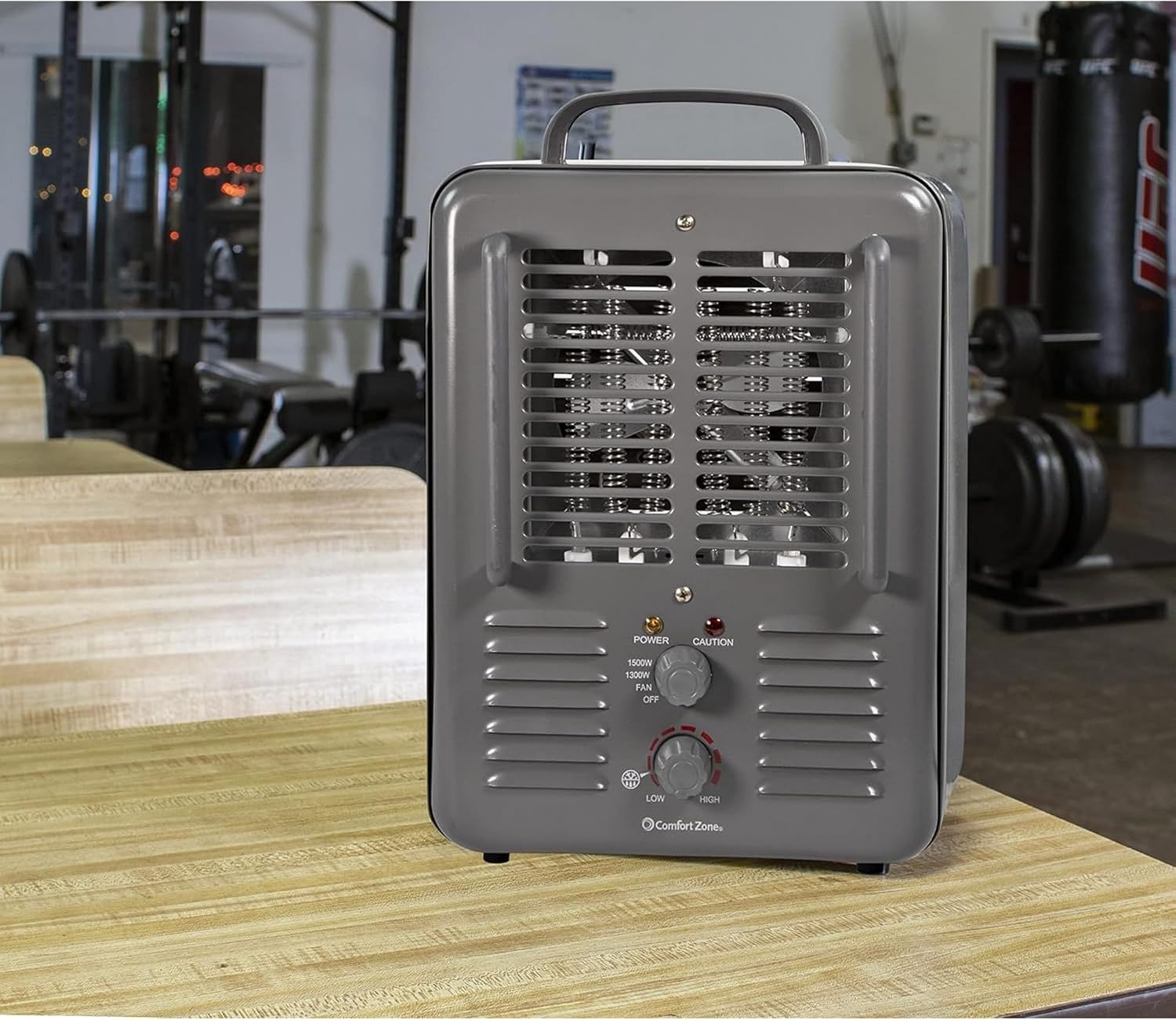 Comfort Zone Milkhouse Style Utility Space Heater with Adjustable Thermostat, Electric, Portable, 3-Prong Plug, Overheat Protection, & Tip-Over Switch