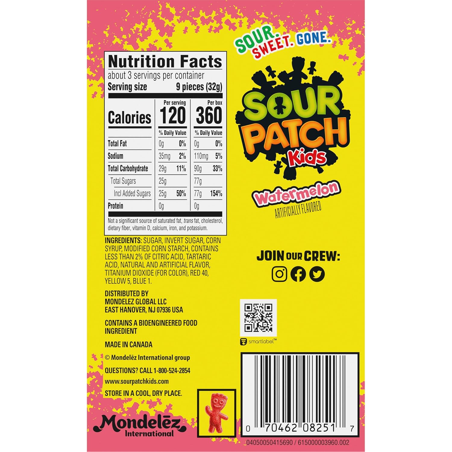 SOUR PATCH KIDS Watermelon Soft & Chewy Gummy Candy, Bulk Candy, 12 Boxes