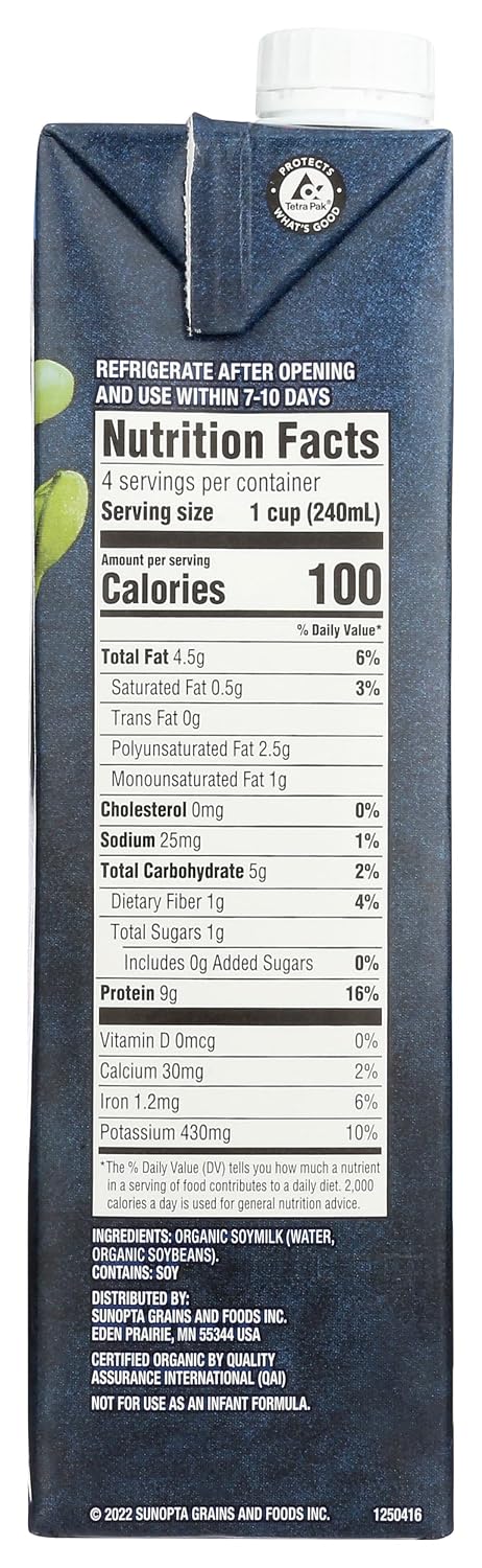 West Life Organic Unsweetened Soy Milk, 32 FZ