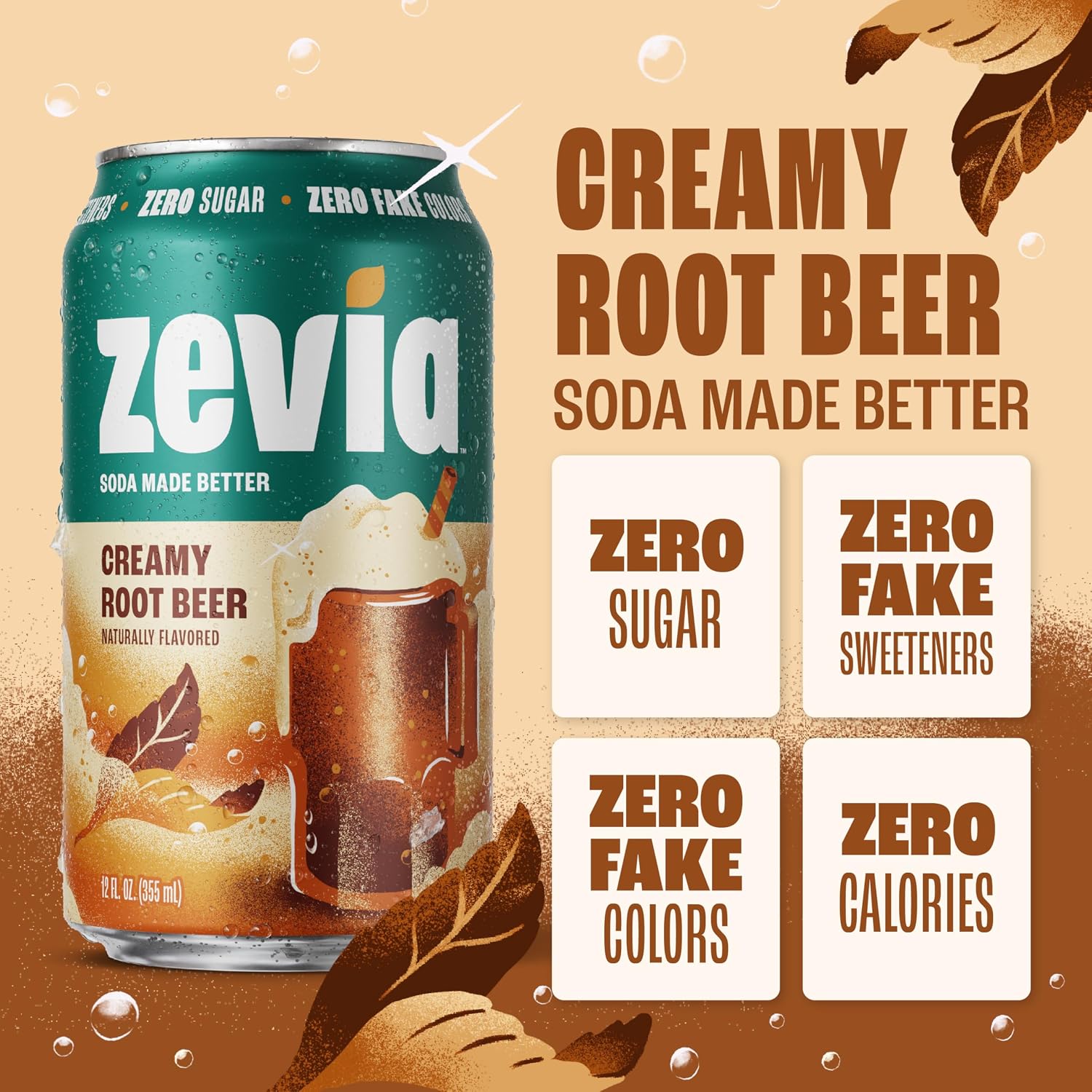 Zevia Zero Calorie Soda, Orange, 12 Ounce Cans (Pack of 6)