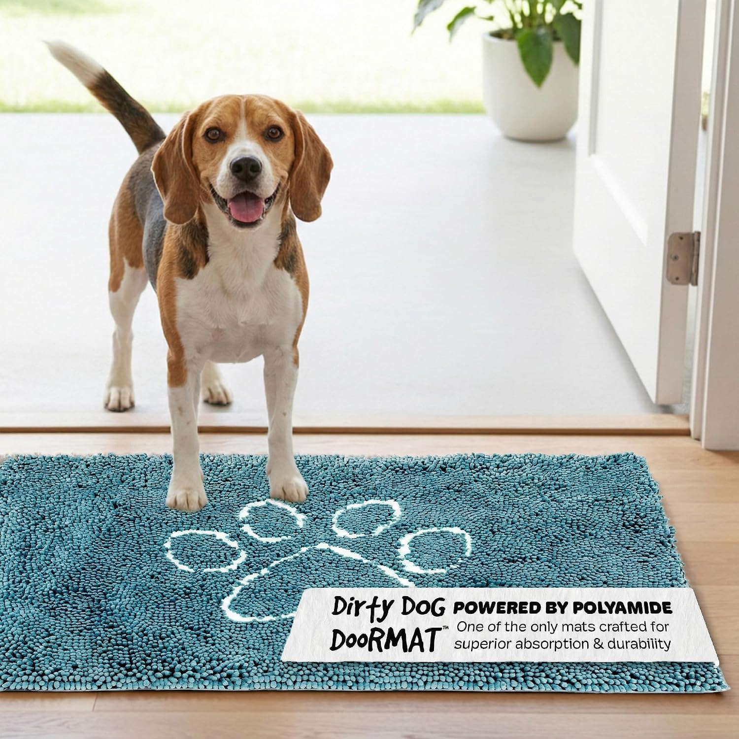 Dog Gone Smart Dirty Dog Doormat - Fast Drying Rug with Super Gripper Backing for Clean Floors - Super Absorbent and Machine Washable Mat for Muddy Paws - Grey