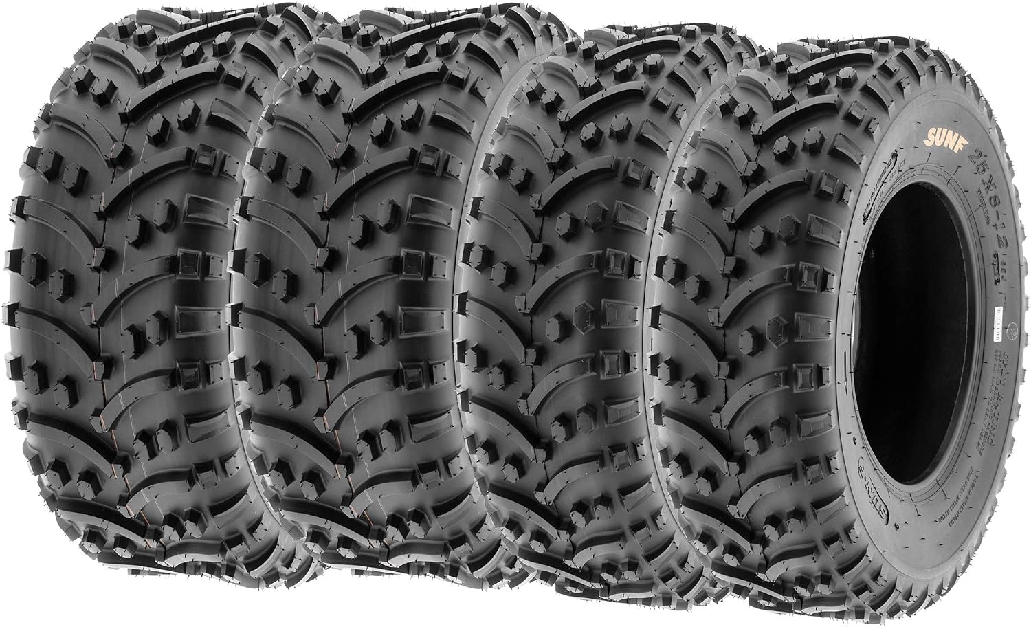 SunF ATV Tires 25x8-12 25x10-12 Knobby 6 PR A032 - BUNDLE