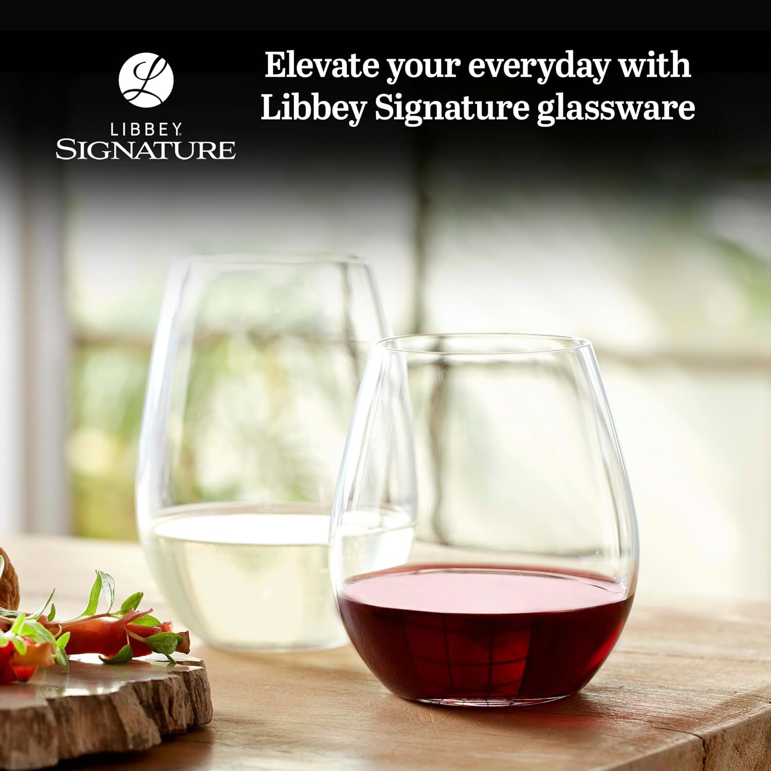 Libbey Signature Kentfield Estate All Purpose Wine Glasses Set of 4, Long Stem Wine Glasses for Red and White Wine, Perfect Glass Goblet Gift Set