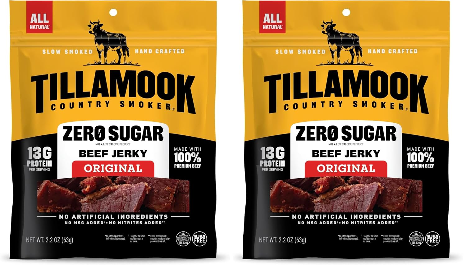 Tillamook Country Smoker Zero Sugar Keto Friendly Beef Jerky, Original, 2.2 Ounce