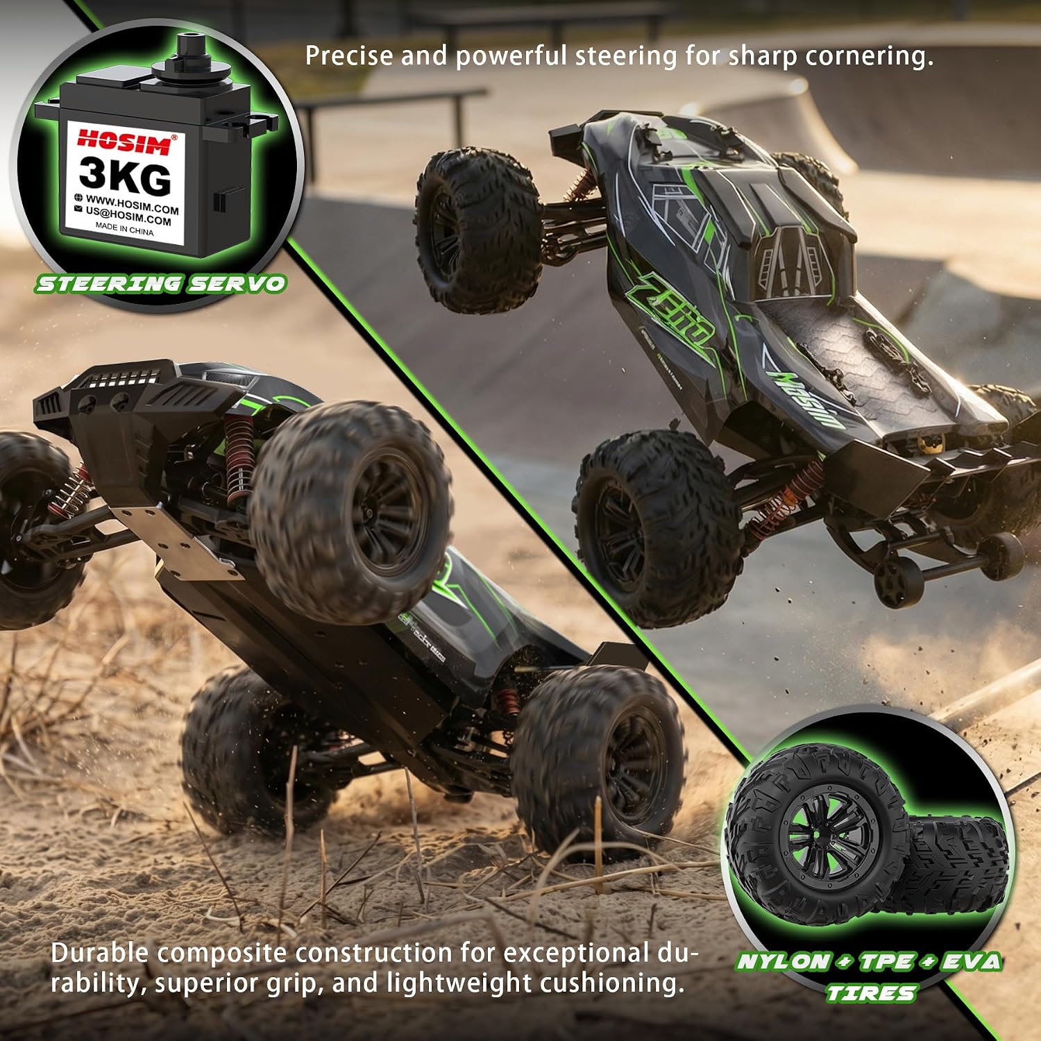 Hosim 1/10 Brushless RC Cars for Adults & Boys 60+ KPH, Fast RC Truck | 4x4 Off-Road All-Terrain Big Remote Control Car