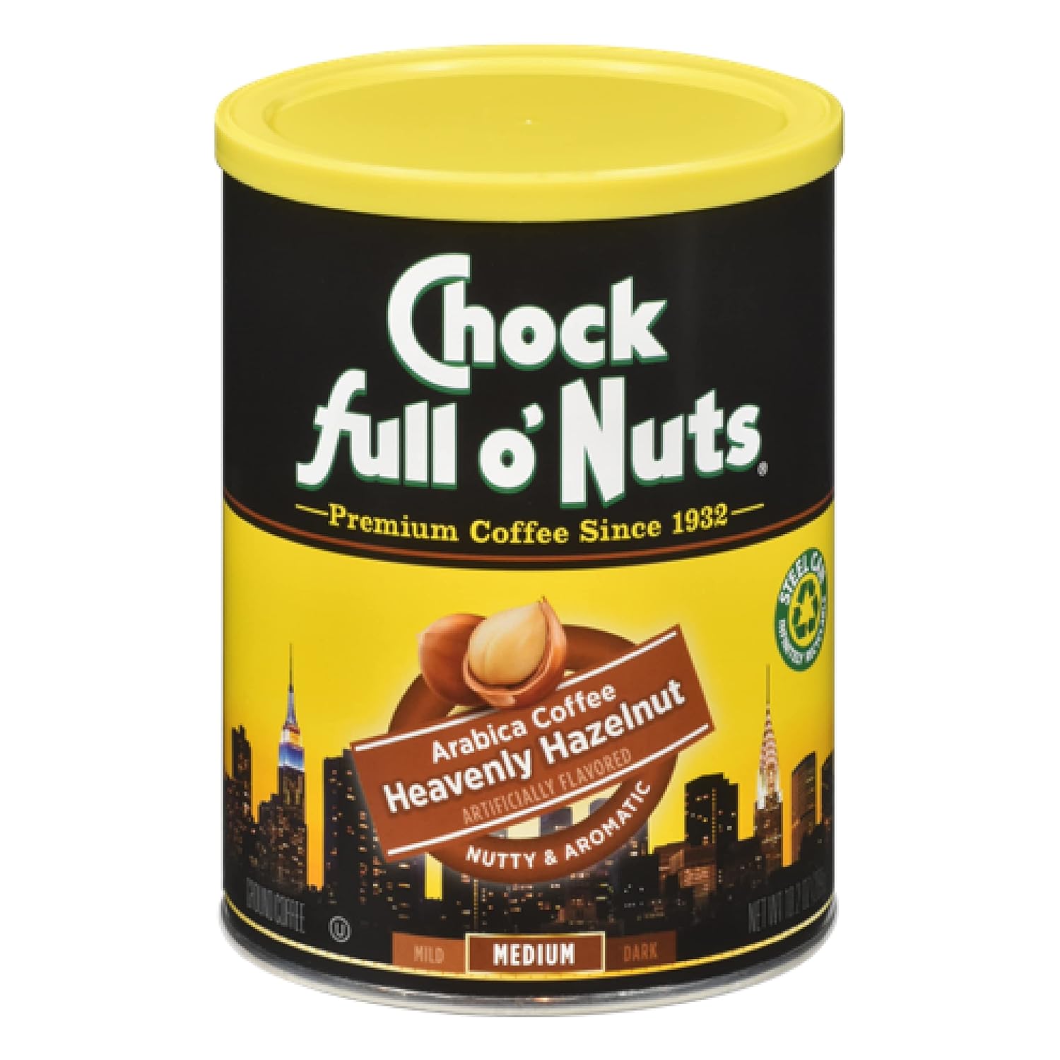 Chock Full o' Nuts French Roast Ground Coffee – Premium Beans in Recyclable Steel Can – Rich Flavor & Aroma, Dark Roast – Perfect for Drip, Pour-Over, Percolator – 26 Oz Can