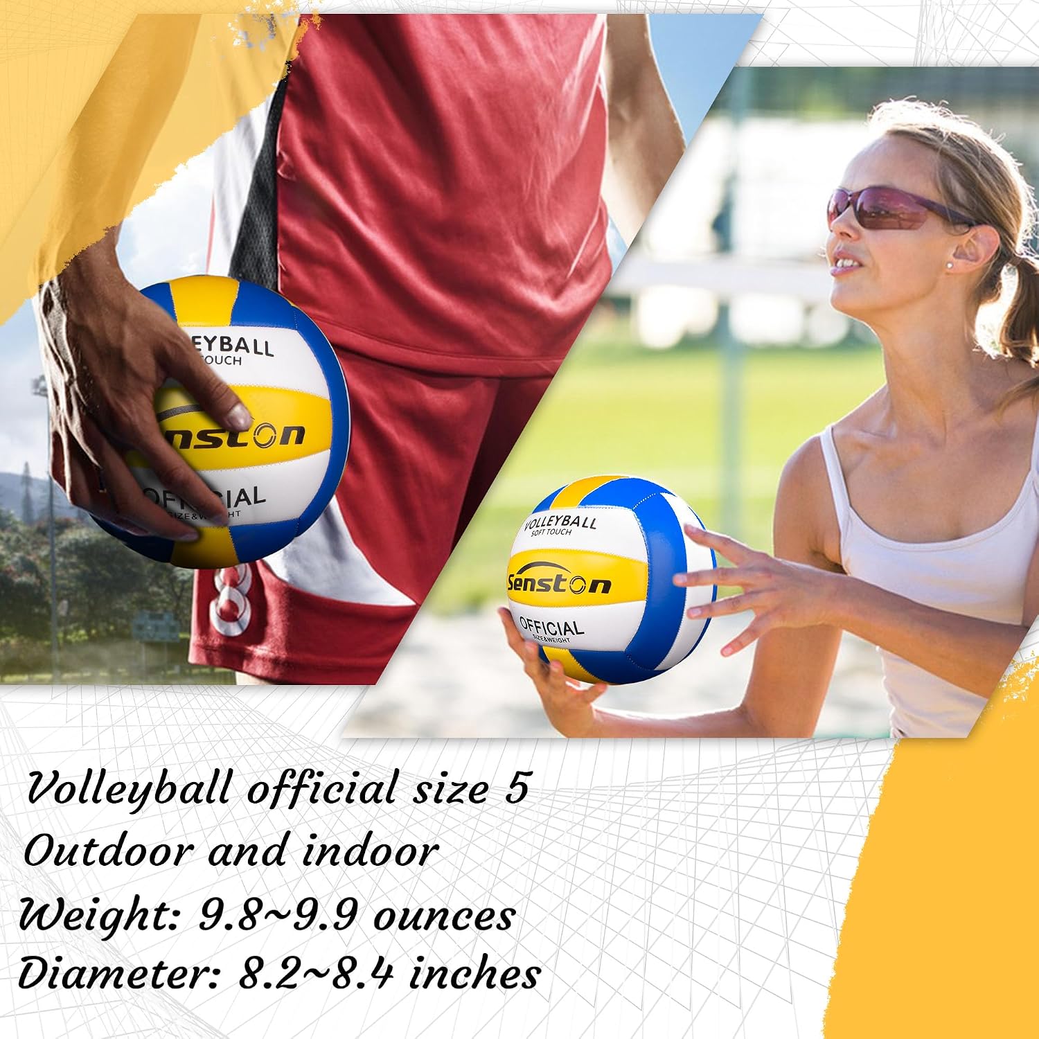 Senston Volleyball Official Size 5 Soft Waterproof for Indoor Outdoor Beach