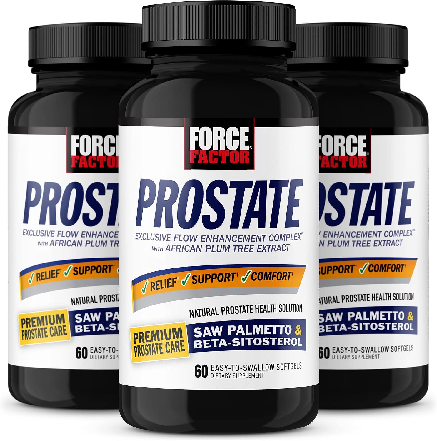 Force Factor Prostate, Saw Palmetto & Beta Sitosterol Supplement for Men | Prostate Health Support, Size Support, Urinary Relief, Bladder Control