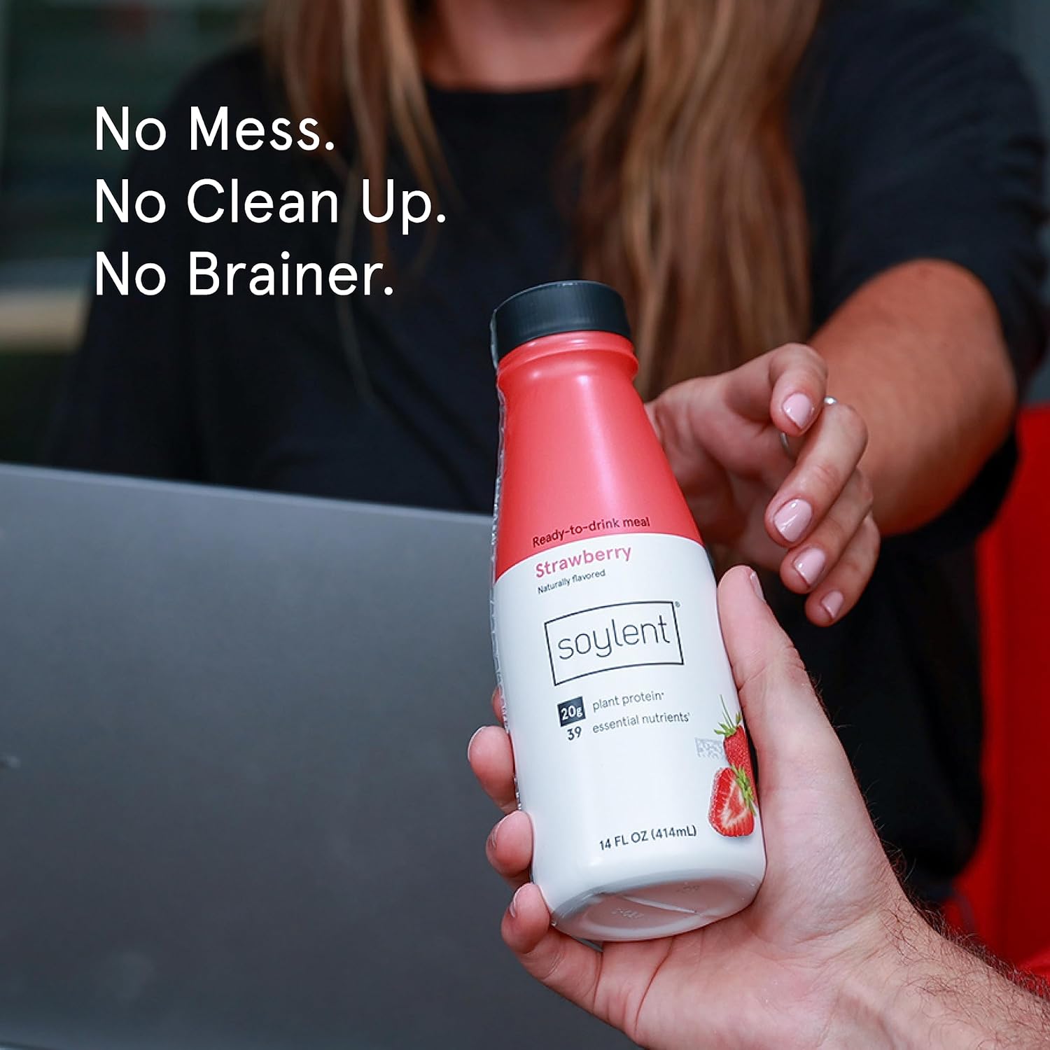 Soylent Creamy Chocolate Meal Replacement Shake, Ready-to-Drink Plant Based Protein Drink, Contains 20g Complete Vegan Protein and 1g Sugar, 14oz