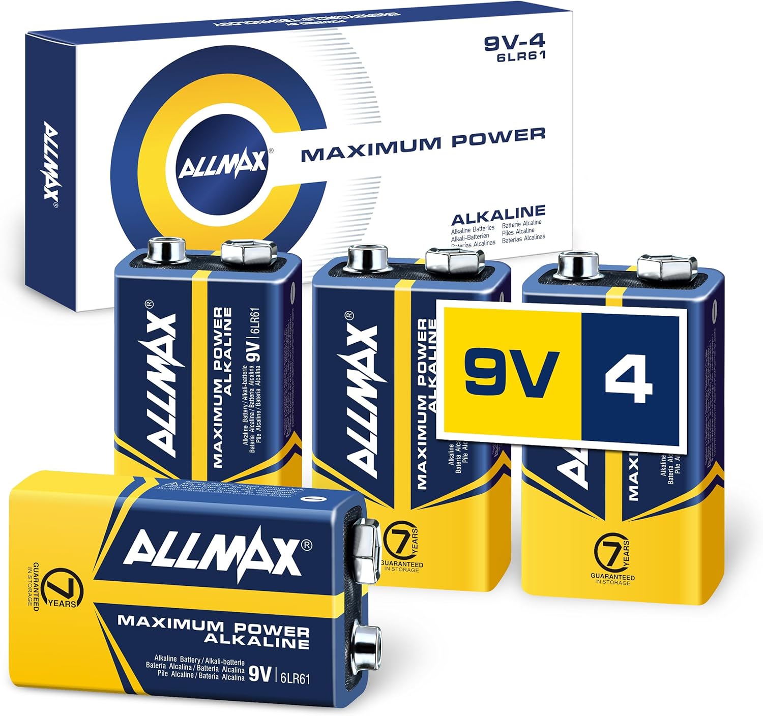 Allmax 9V Maximum Power Alkaline Batteries (48 Count) – 9 Volt
