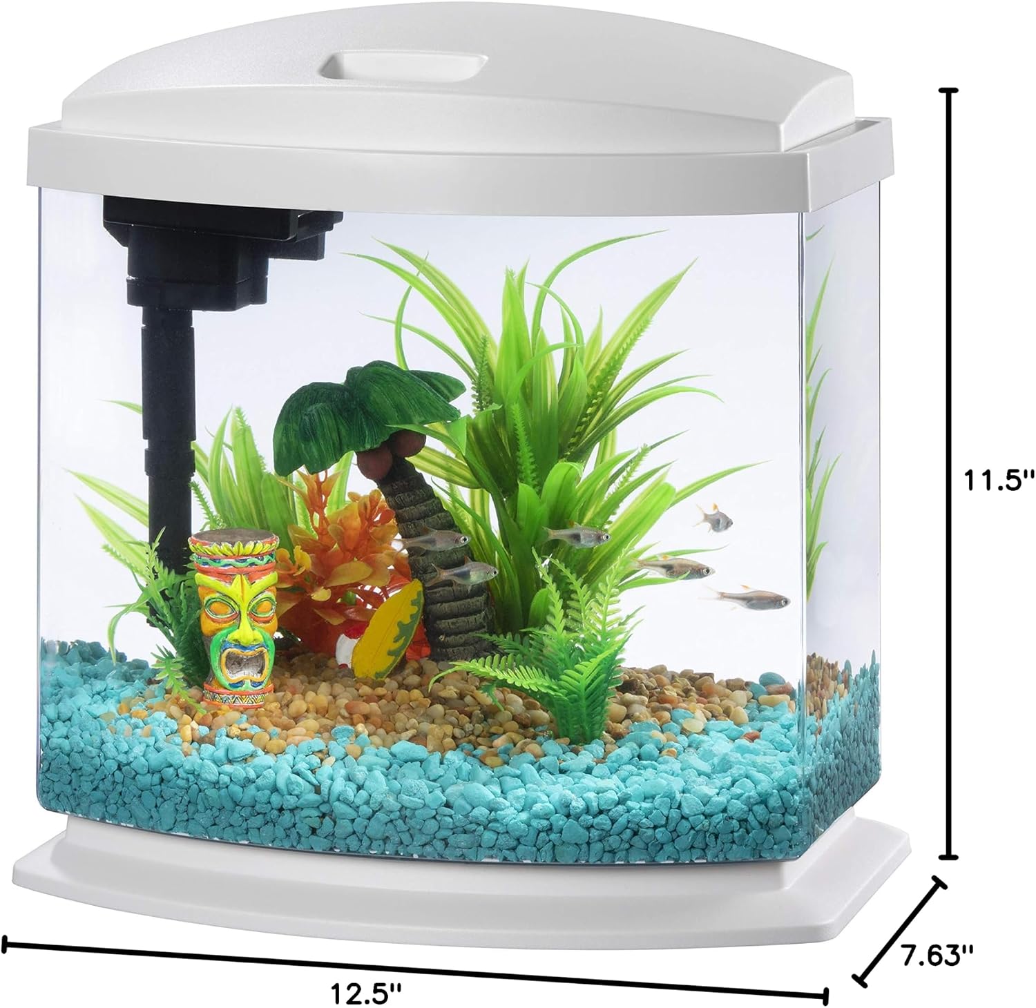 Aqueon LED MiniBow Small Aquarium Fish Tank Kit with SmartClean Technology, Blue, 1 Gallon