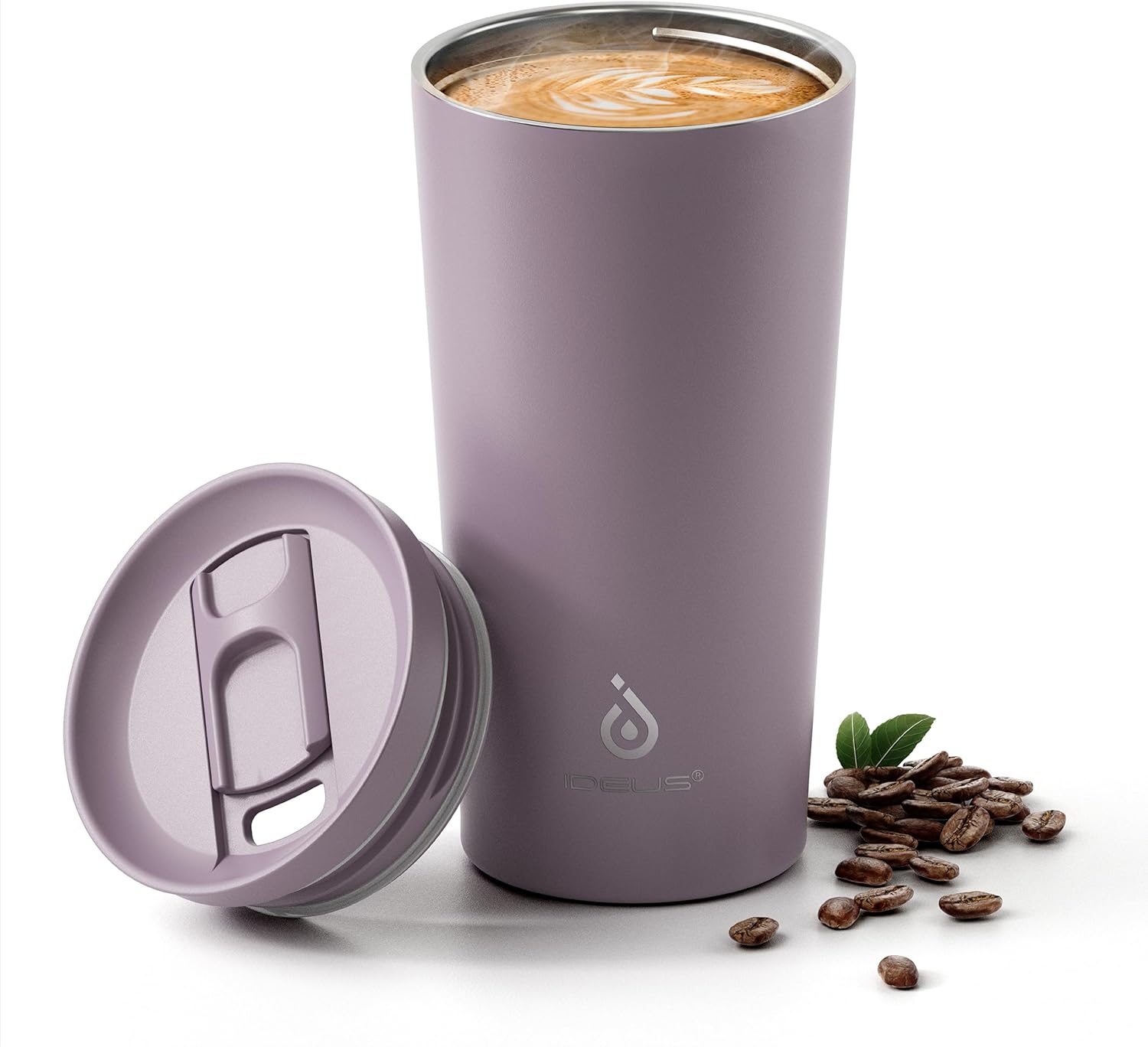 Ideus 20 oz Tumbler, Travel Coffee Mug with Splash Proof Sliding Lid, Double Wall Stainless Steel Vacuum Insulated Coffee Mug for Home and Office