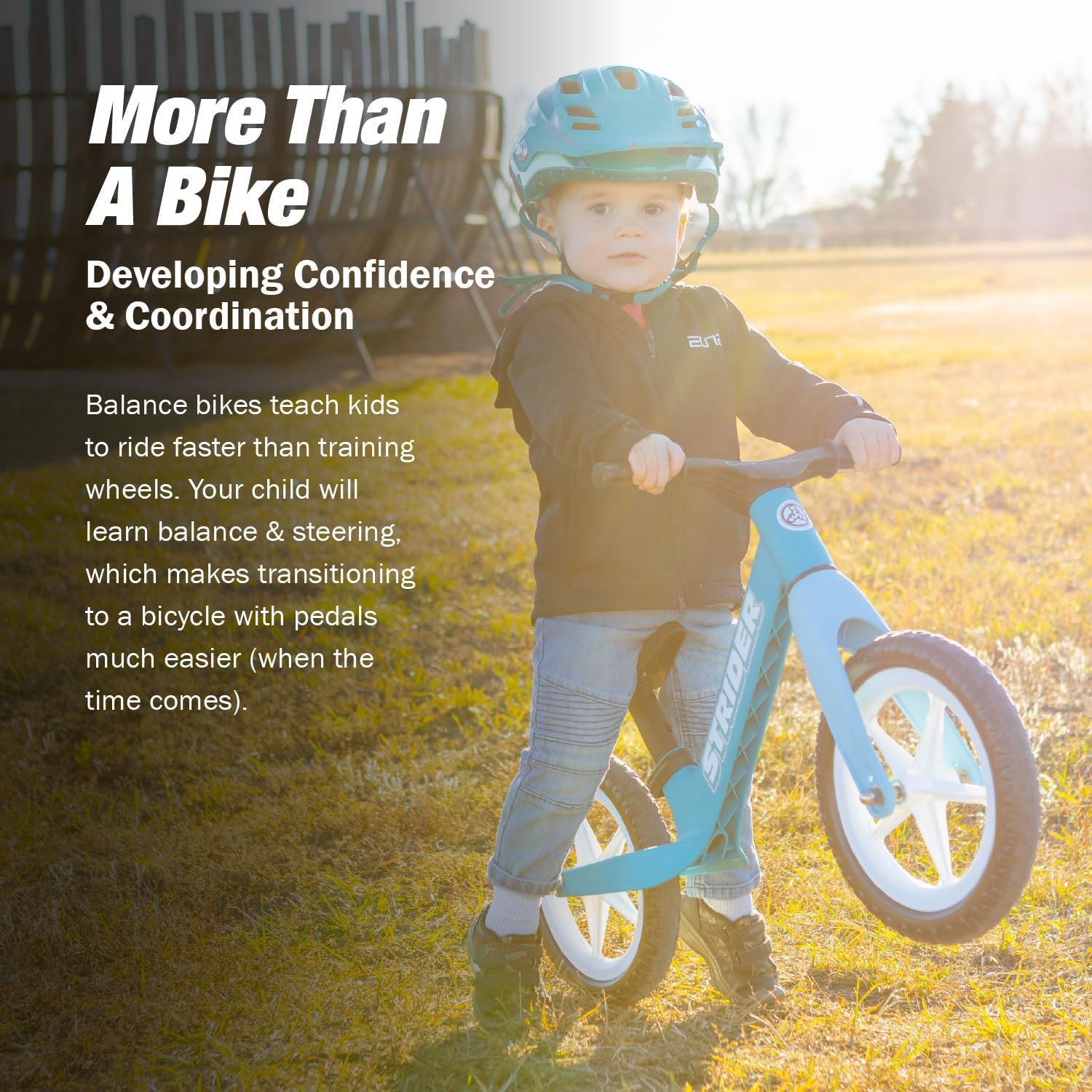 Strider 12 Comp, No Pedal Balance Bike for Kids Ages 1–3 Years | No-Pedal Composite Bike, Adjustable Seat, Lightweight Frame, Easy Assembly, Durable All-Weather Plastic, Never Flat Tires