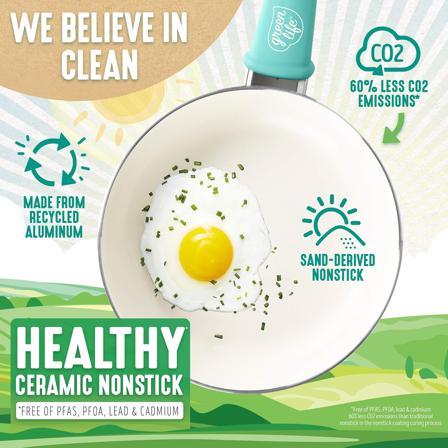 GreenLife Soft Grip Healthy Ceramic Nonstick, 15 Piece Cookware Pots and Pans Set, Induction, PFAS-Free, Dishwasher Safe, Turquoise