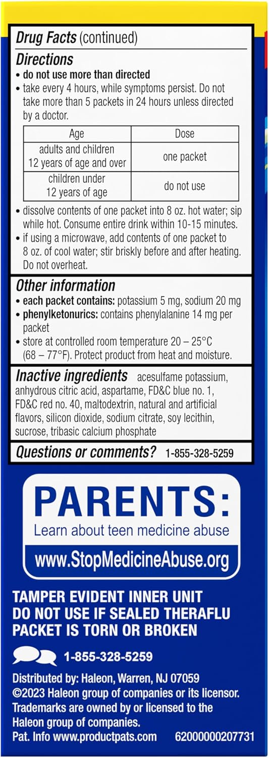Theraflu Day and Night Pack, Severe Cold Relief, 18 Packets | Cold, Cough, and Flu Relief Powder for Use in Hot Liquids, Dual Formulas for Day and Night, Multiple Tea Flavors
