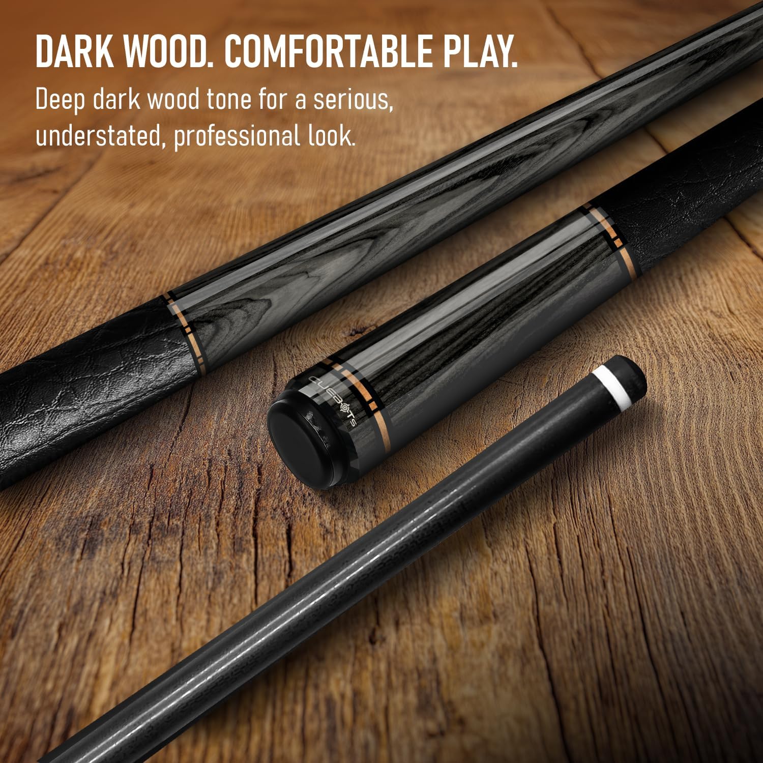 CUEBOTS Glass Fiber Cue, Glass Fiber House Cue Stick, Club Cue, Cue for Beginners, Durable Uni-QR, 3/8-10, 5/16-18 Joint, Long Lasting Glassfiber Shaft, 7-Layer Microfiber Tip