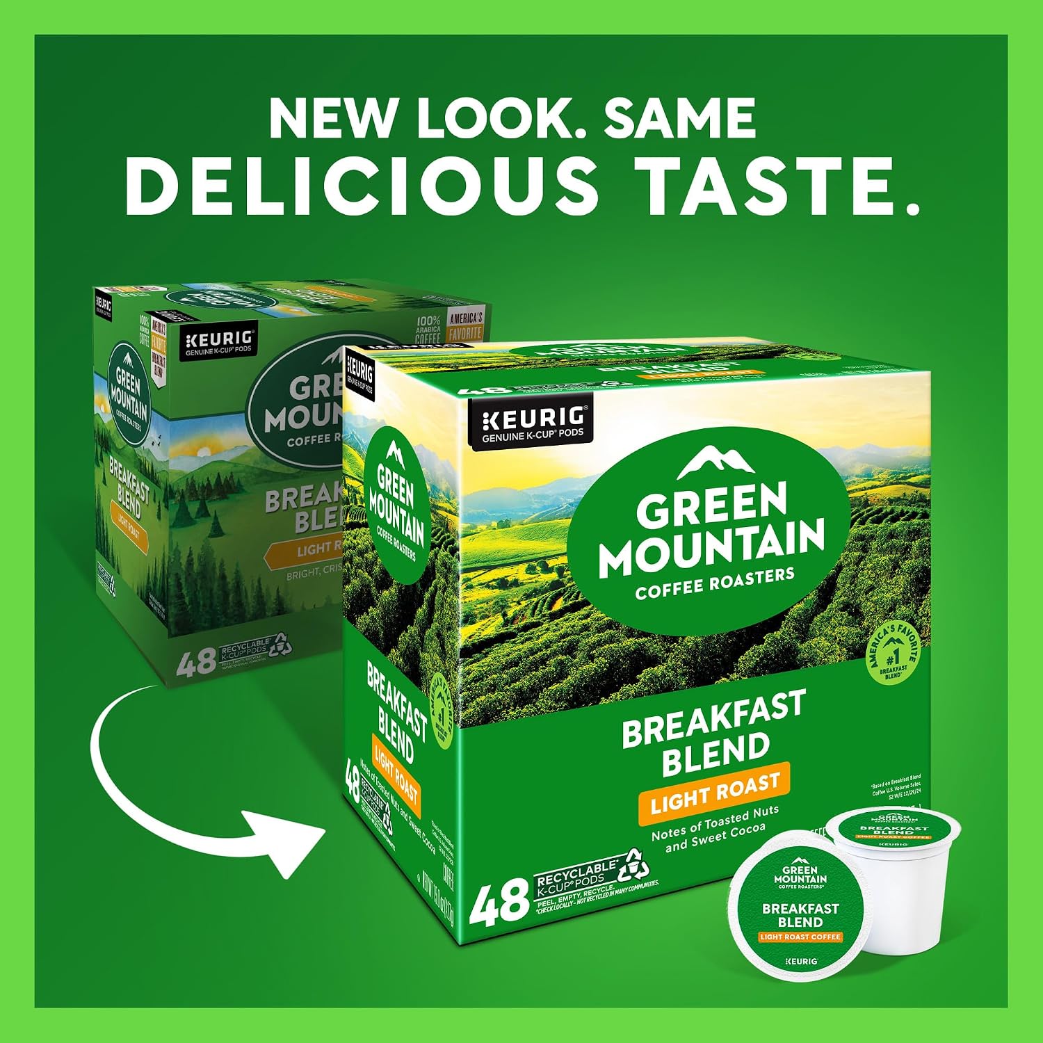 Green Mountain Coffee Roasters Breakfast Blend Single-Serve Keurig K-Cup Pods, Light Roast Coffee, 96 Count