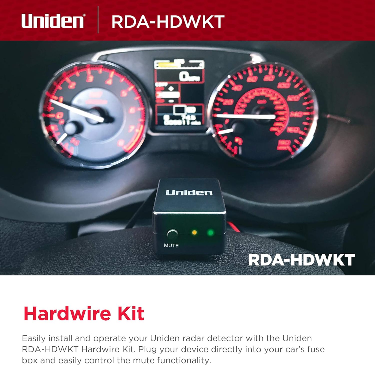 Uniden RDA-HDWKT Radar Detector Smart Hardwire Kit with Mute/Mark Button, LED Alert and Power LED R8w, R8, R7, R4w, R4, R3, R1, DFR9, DFR9BLK, DFR8