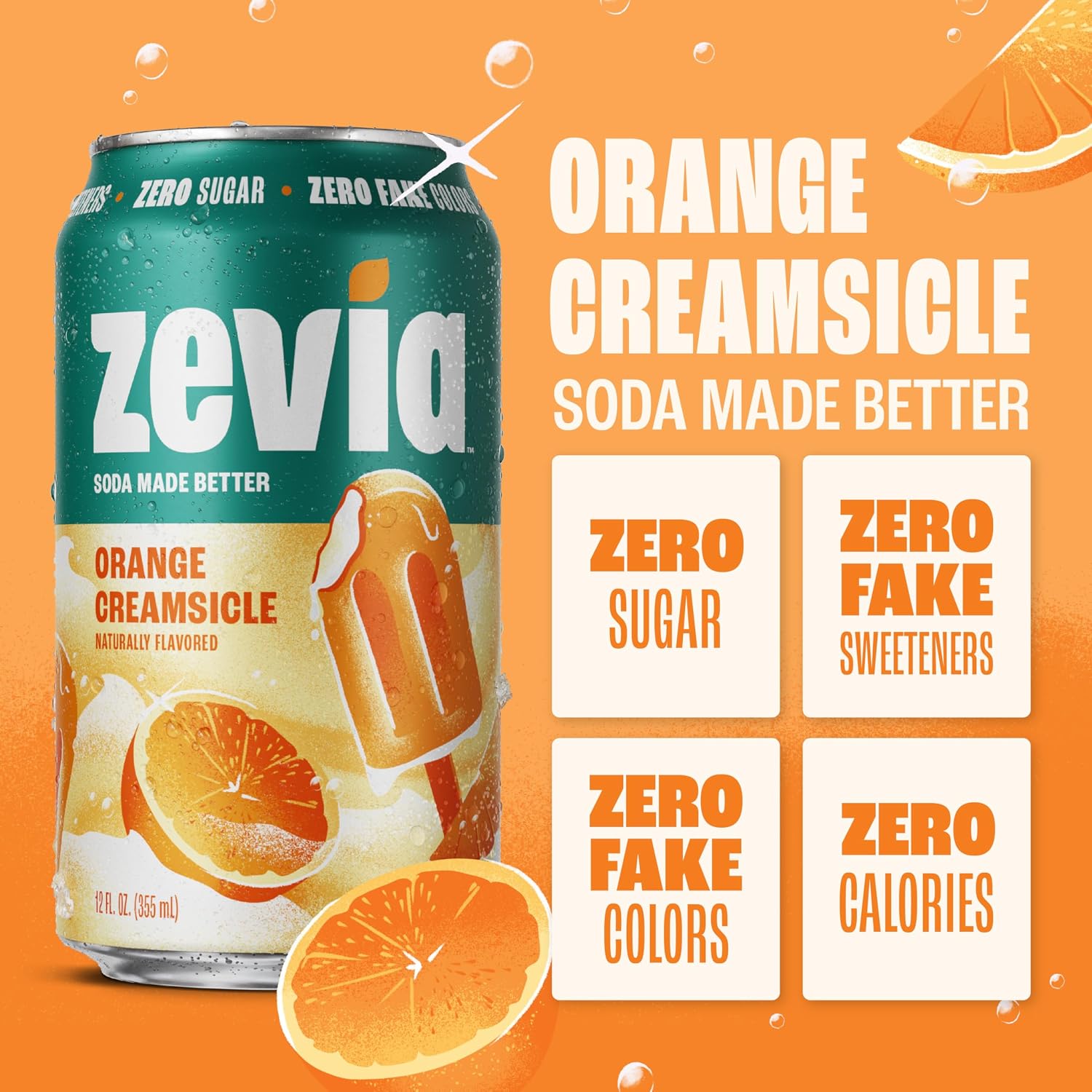 Zevia Zero Calorie Soda, Orange, 12 Ounce Cans (Pack of 6)