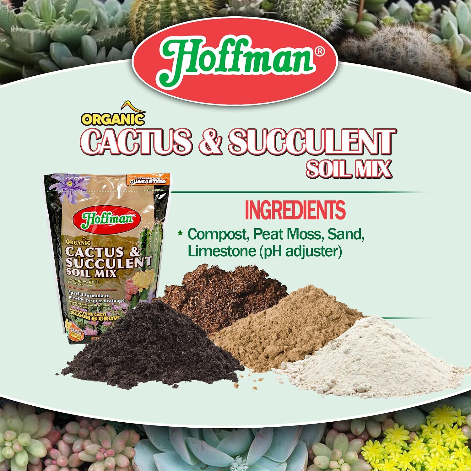Hoffman 10404 Organic Cactus and Succulent Soil Mix, 4 Quarts, Brown/A