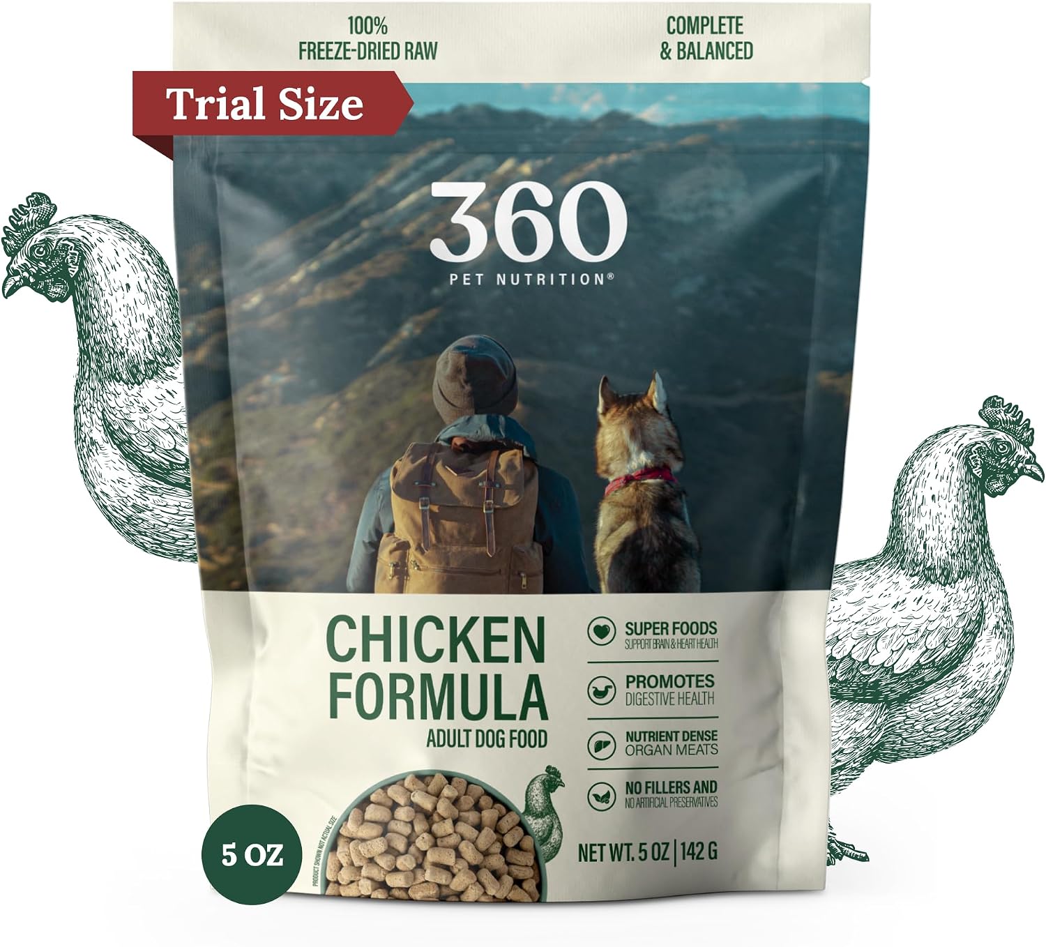 360 Pet Nutrition Freeze-Dried Raw Dog Food – Multi-Protein with Beef, Chicken, Fish, Liver & Organs