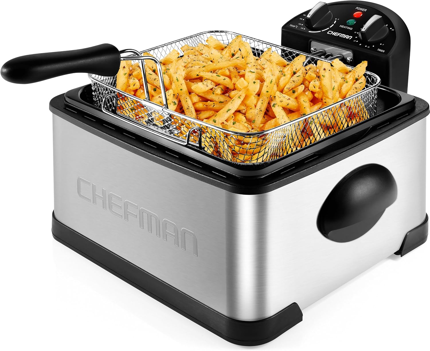 Chefman 4.5 Liter Deep Fryer w/Basket Strainer, XL Jumbo Size, Adjustable Temperature & Timer, Perfect for Fried Chicken, Shrimp, French Fries