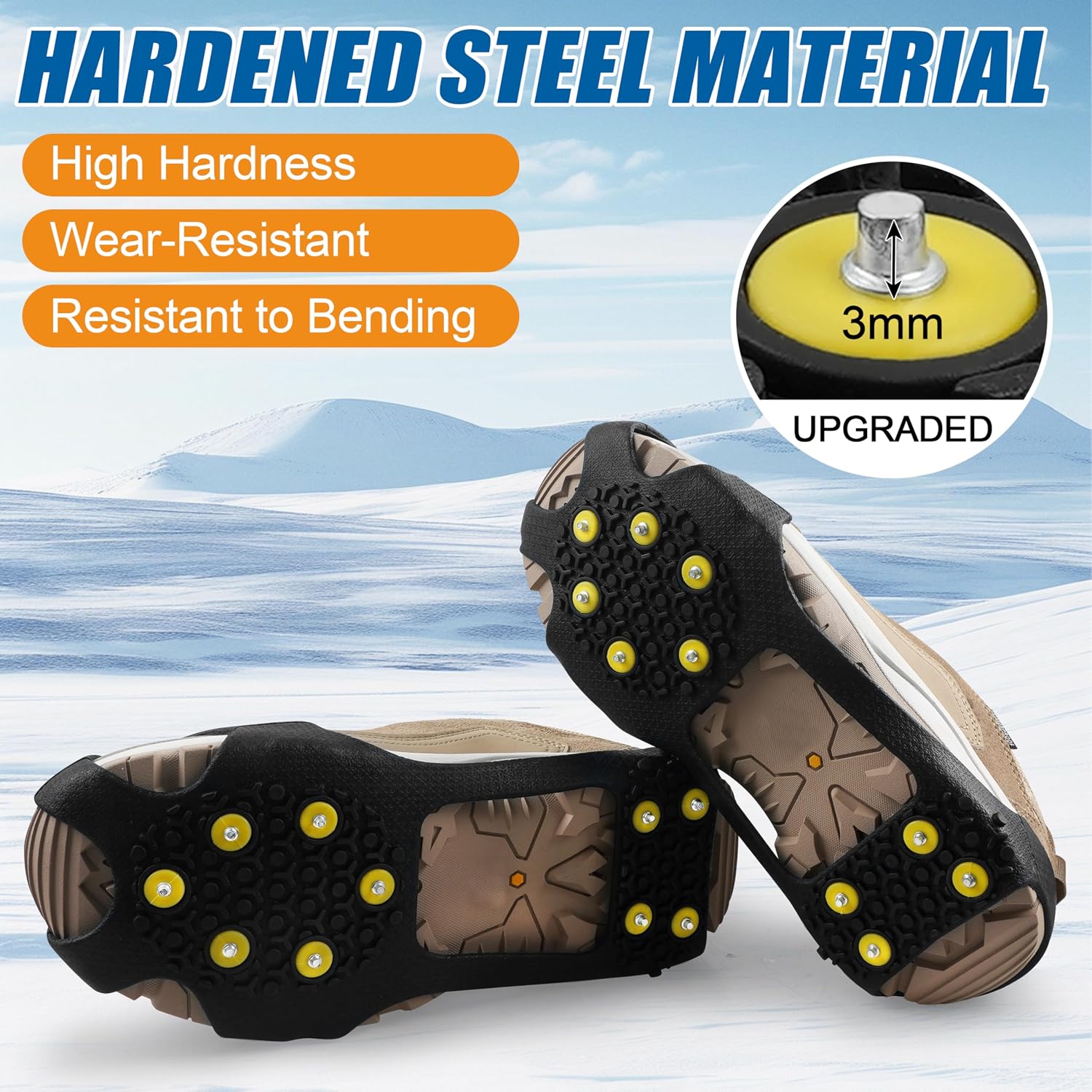 Ice Cleats Snow Traction Cleats Crampons for Shoe and Boots Non-Slip Overshoe for Walking on Snow and Ice Rubber Walking Cleats Anti Slip Crampons