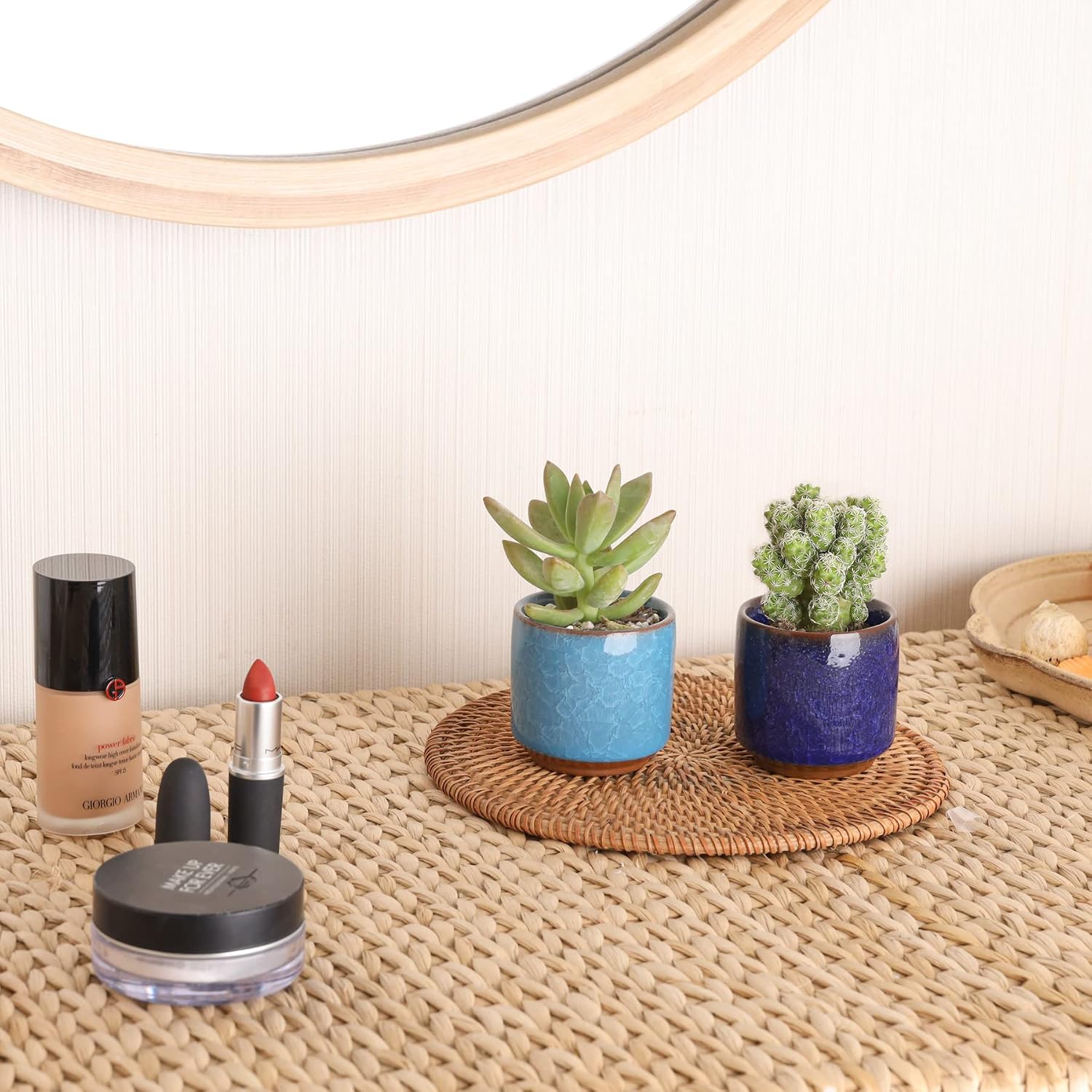 T4U 2.5 Inch Small Ceramic Succulent Planter Pot with Drainage Hole Set of 6, Ice Crack Glaze Plant Container for Cactus, Gardening Plant Gifts for Women Mom Aunt Home Office Decor | Cactus planters set, indoor herb garden, bonsai tree starter, tabletop…