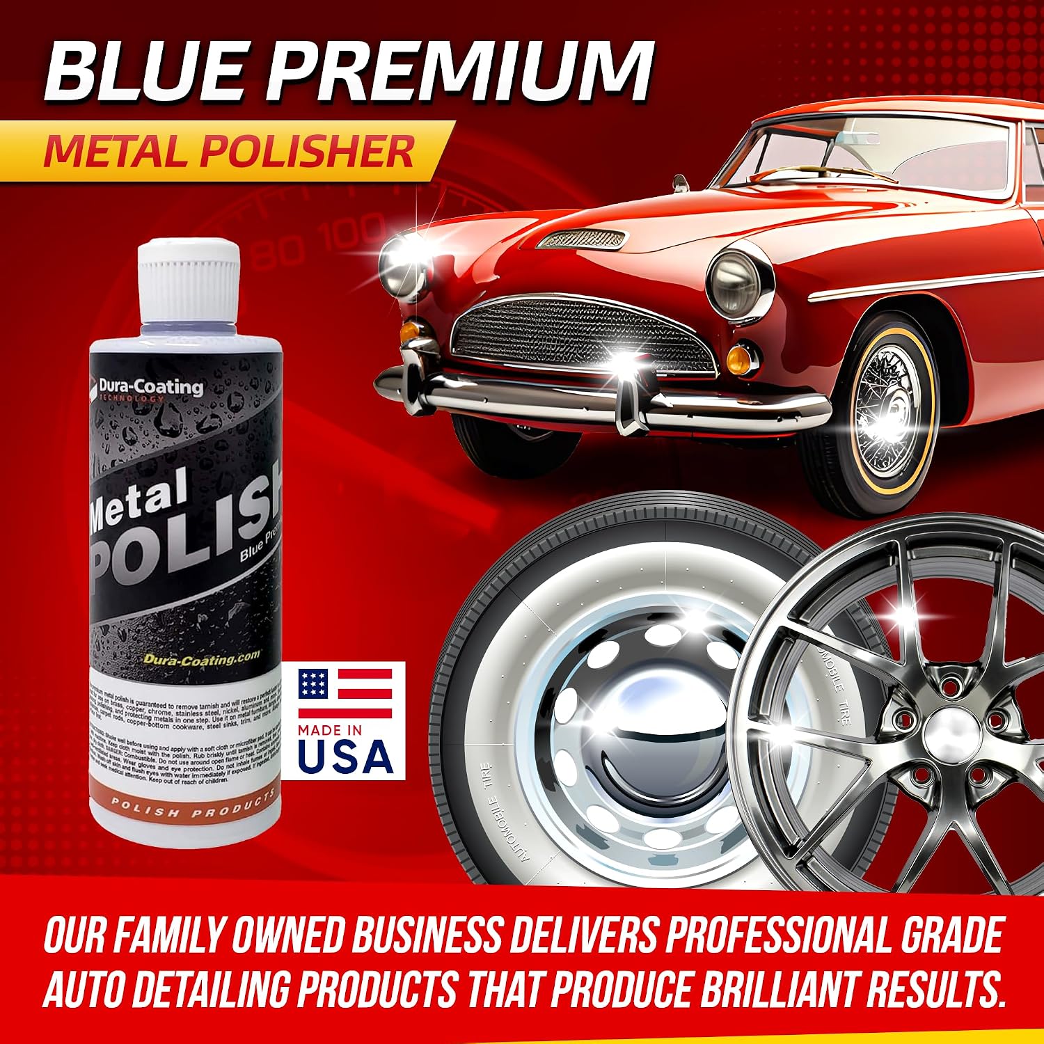 DURA-COATING TECHNOLOGY, Blue Premium Metal Polish - Perfect Brightener and Scratch Remover for Aluminum Wheels, Diamond Plate, Stainless Steel