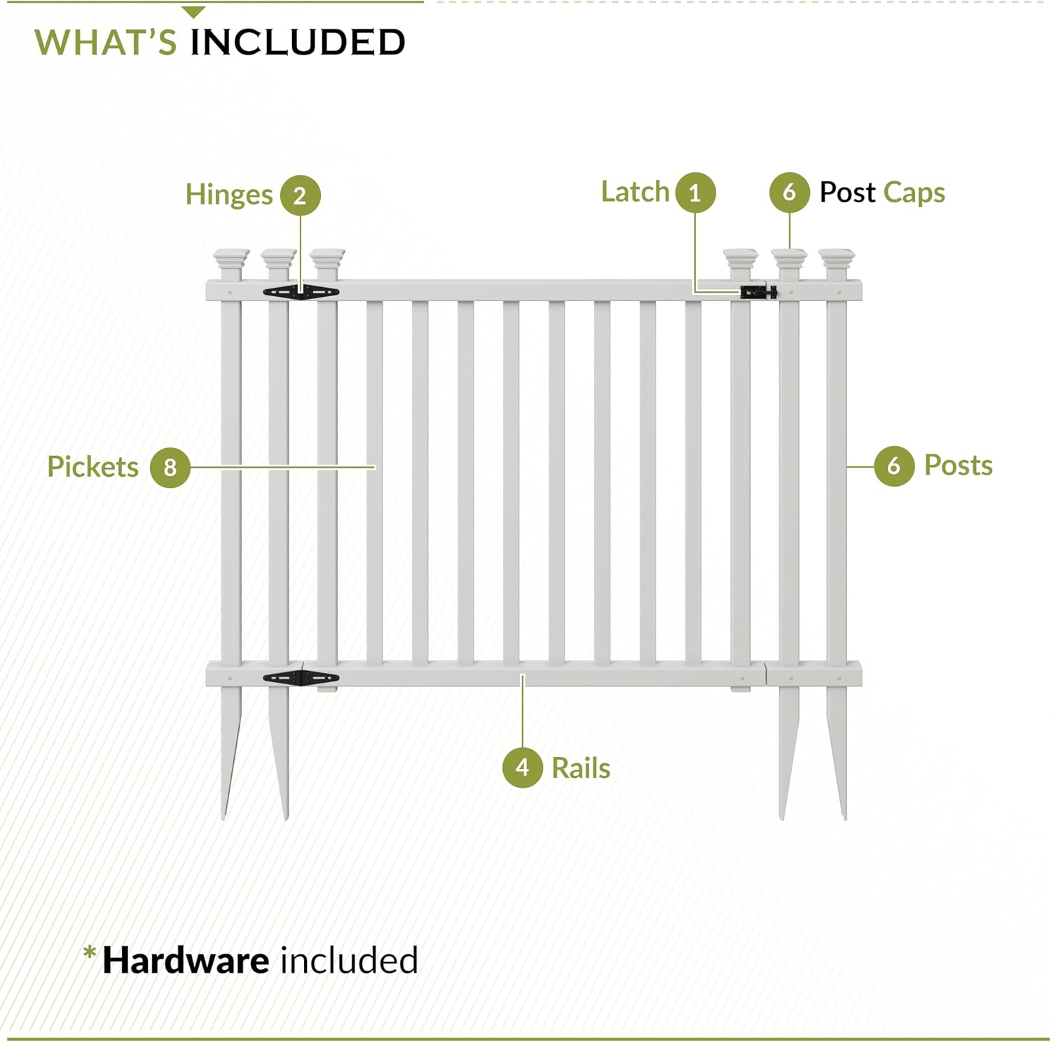 Zippity Baskenridge Picket Gate, White Vinyl DIY No Dig Kit | 3ftH x 4.2ftW, 1 Gate, ZP19038