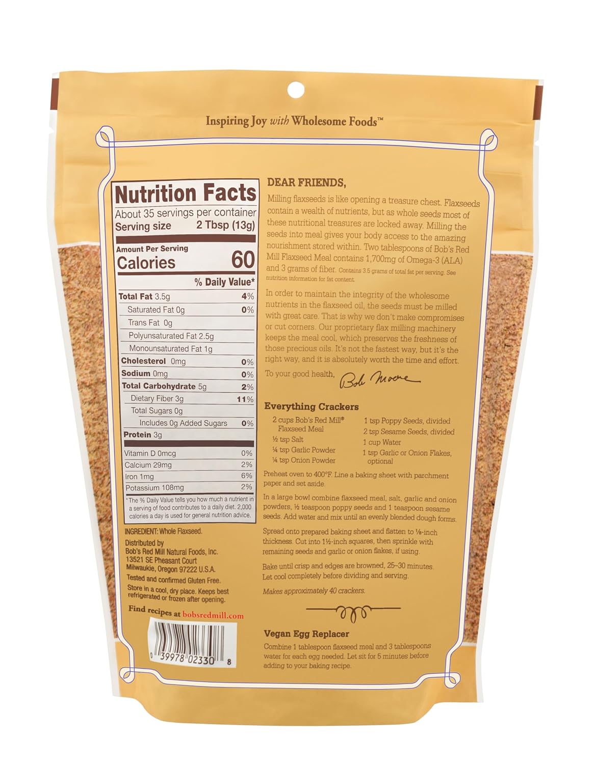 Bob's Red Mill Flaxseed Meal, 16oz (Pack of 4) - Gluten Free, Non GMO, Vegan, Paleo Friendly, Keto Friendly, Kosher