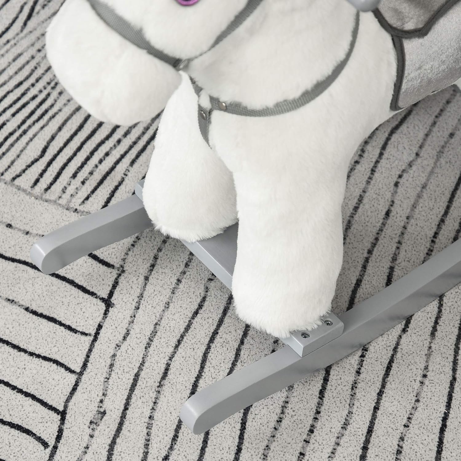 Qaba Kids Rocking Horse with Bear Toy Fun Realistic Sounds Toddler Blue