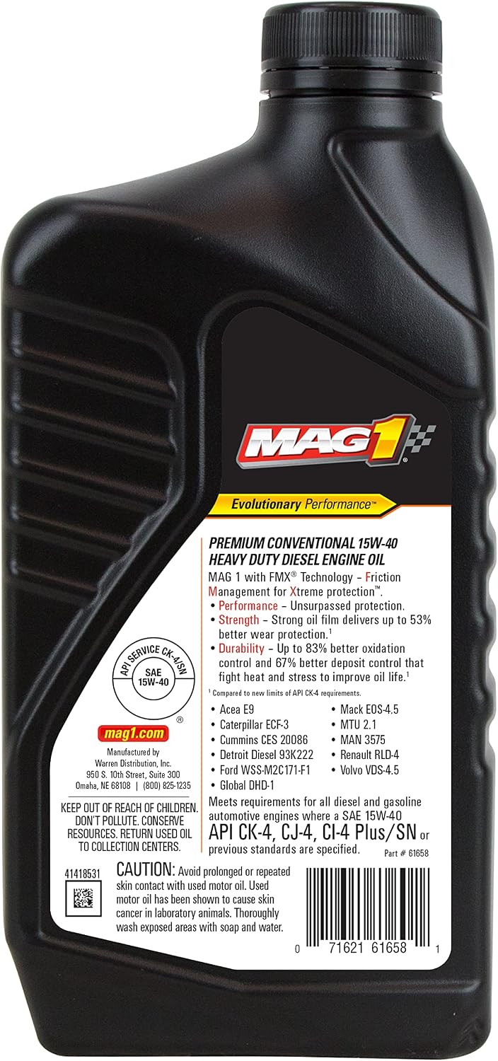 62631 SAE 15W-40 Premium Conventional Heavy Duty Diesel Engine Oil - 1 Gallon