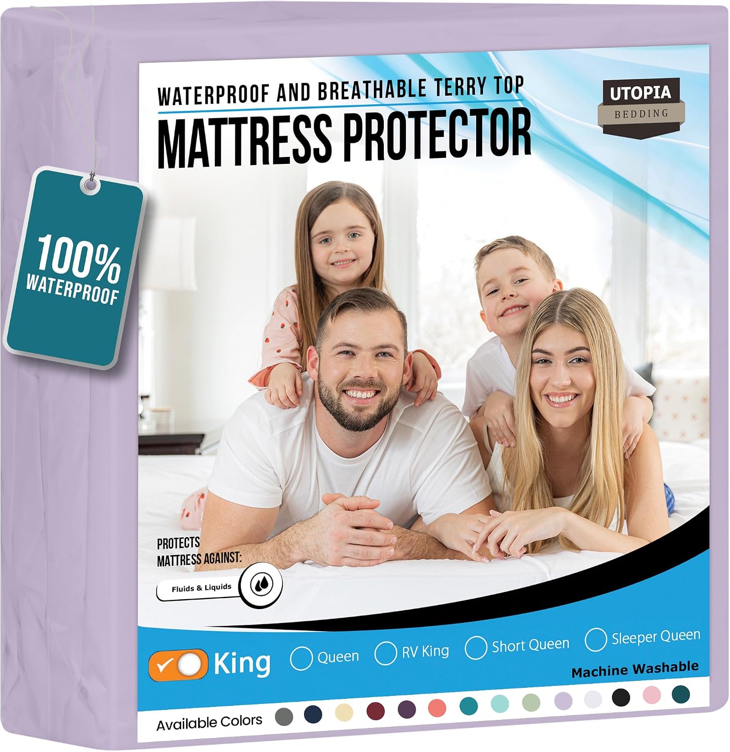 Waterproof Queen Size Mattress Protector fits Upto 17" deep Mattresses | Utopia Bedding 200 GSM Soft & Breathable Mattress Cover, Dirt-Proof, Noiseless, Machine Washable Fitted Sheet Style, White
