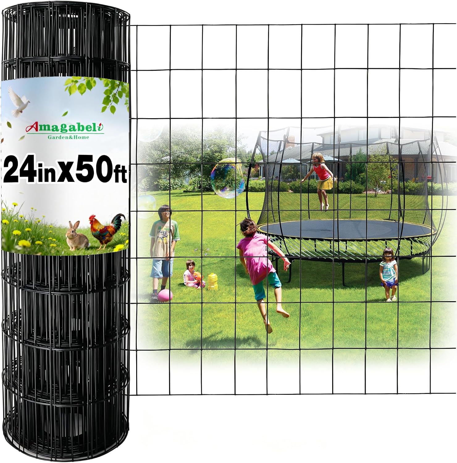 Amagabeli Hardware Cloth 1/2 inch 36 x 100 ft 19 Gauge Chicken Wire Fence Hot-Dipped Galvanized After Welding Welded Wire Fencing Mesh Roll Garden Plant Support Poultry Rabbit Cage Snake Gopher