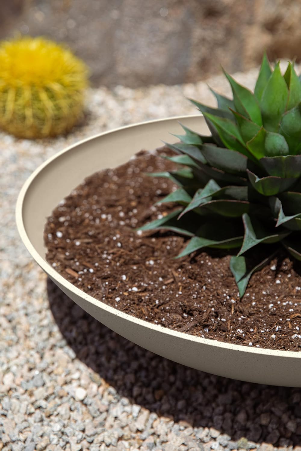 Veradek Mason Series Lane Bowl - Large Outdoor Bowl Planter | Made From a Durable Plastic-Stone Composite With Pre-Drilled Drainage Holes. Modern Patio/Tabletop Décor