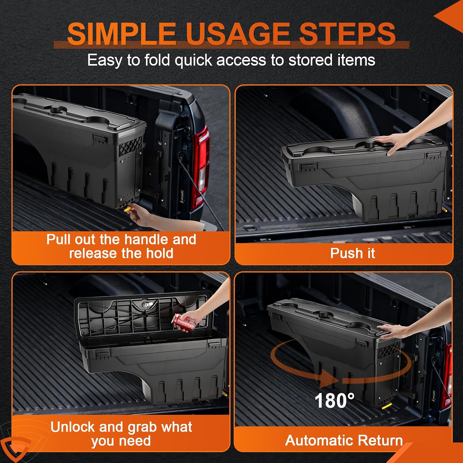 GEARLAST Truck Bed Swing Toolbox Fits for Ford F-250 F-350 Super Duty