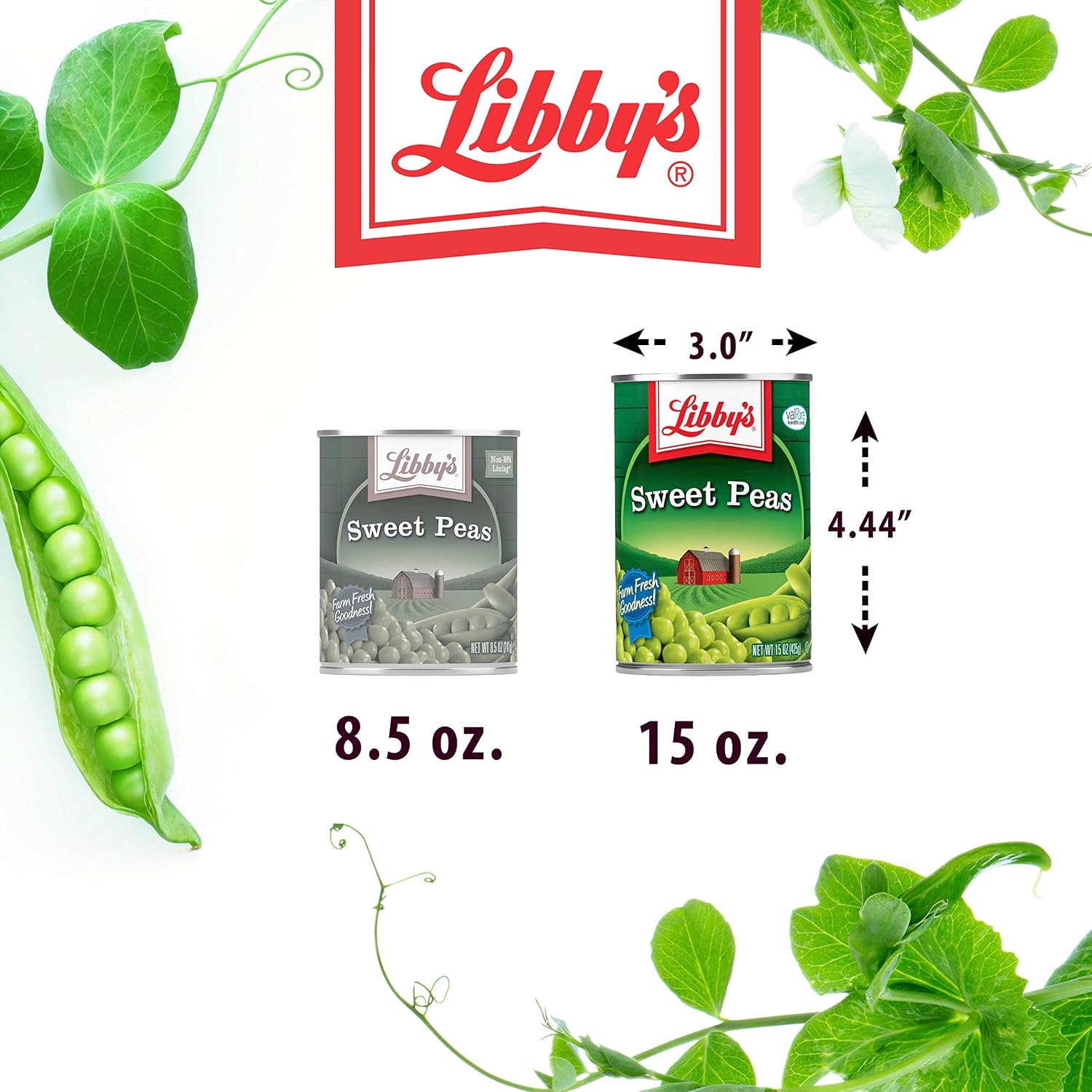 Libby's Sweet Peas Cans, 15 Ounce (Pack of 12)
