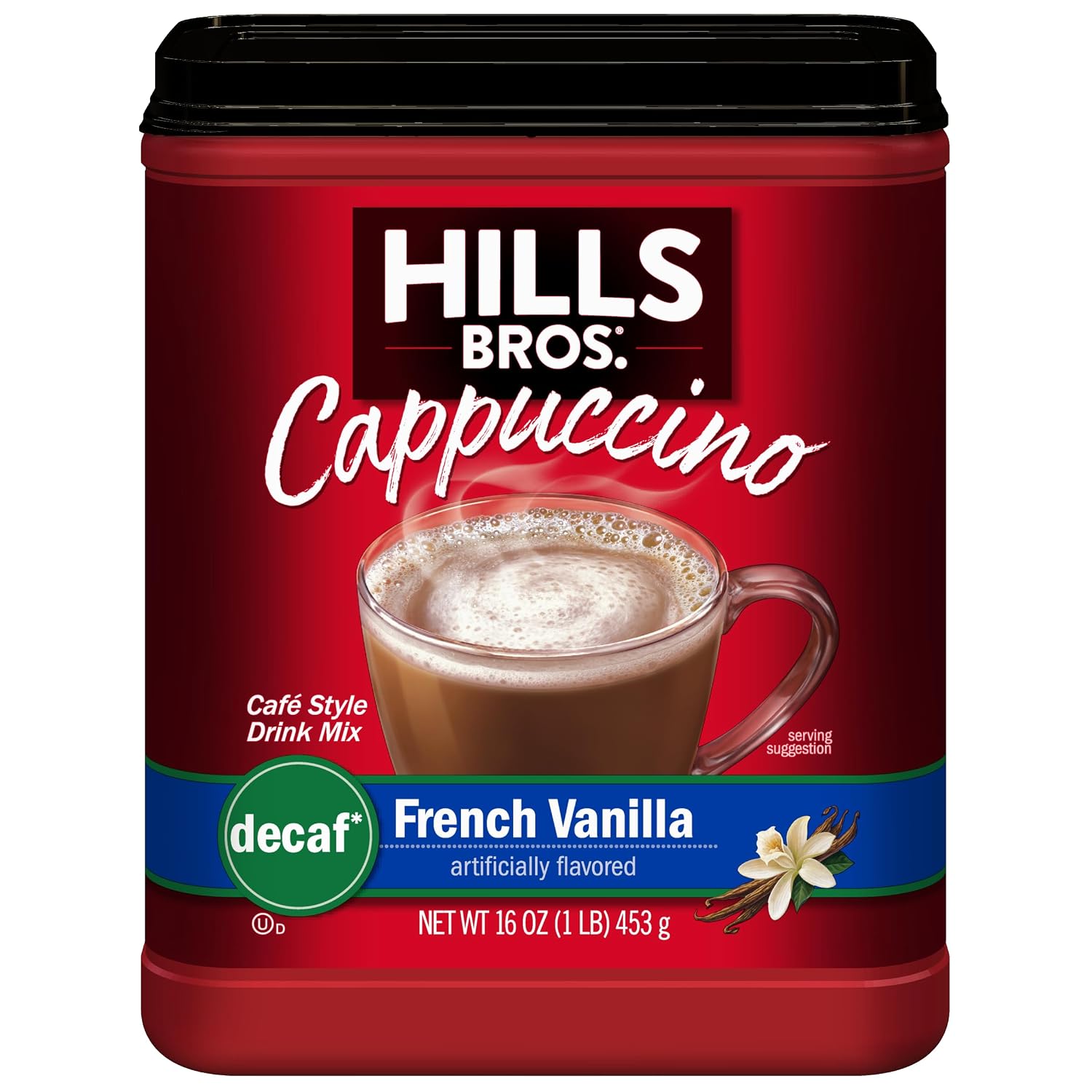 Hills Bros. Cappuccino Mix – Rich, Frothy Coffeehouse-Tasting Instant Drink Mix – Quick and Easy Preparation – Perfect for Hot & Iced Drinks & Creaming Coffee – Double Mocha, 1 Pack of 16oz