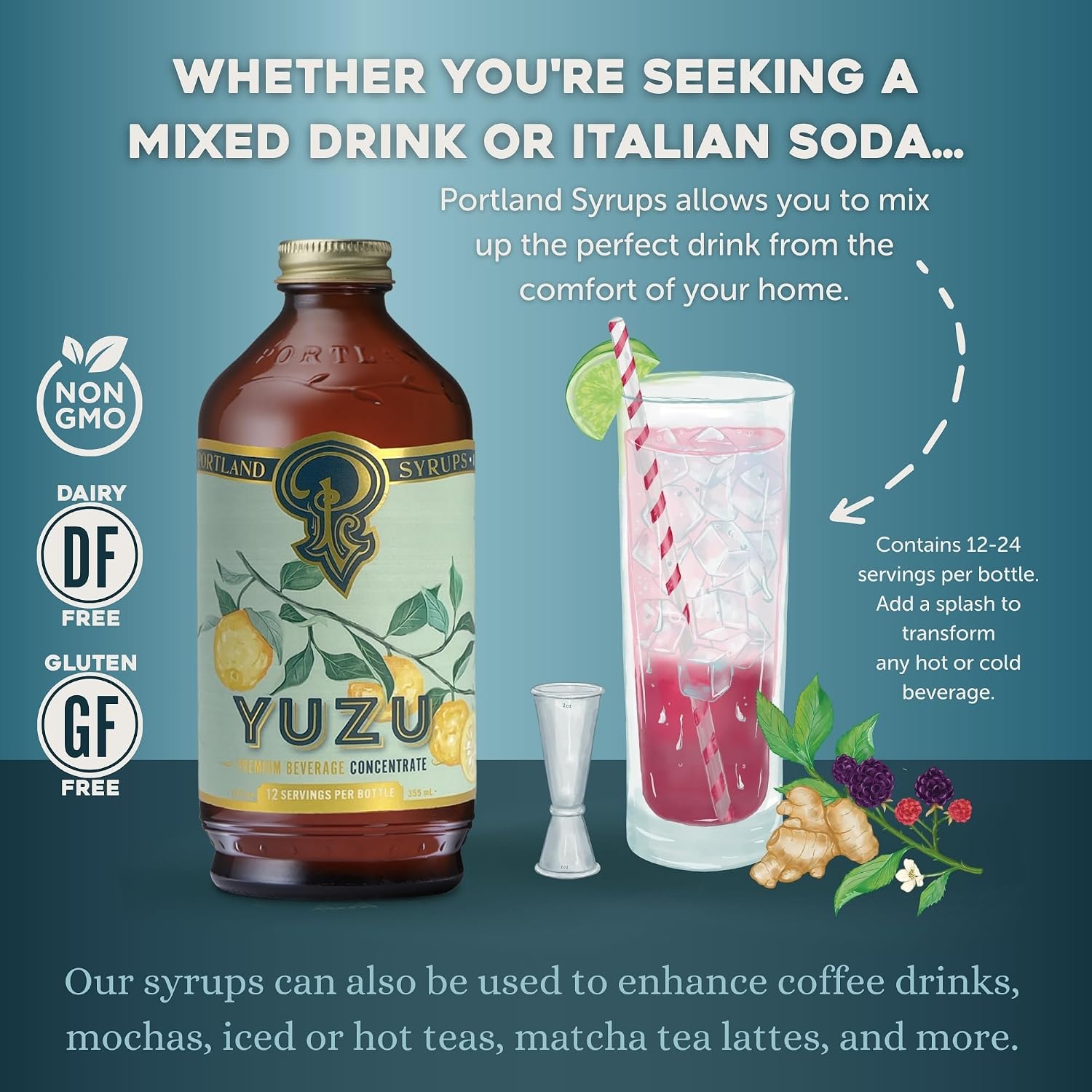 Portland Syrups Marionberry Syrup for Cocktails, 12 oz, 12 Servings