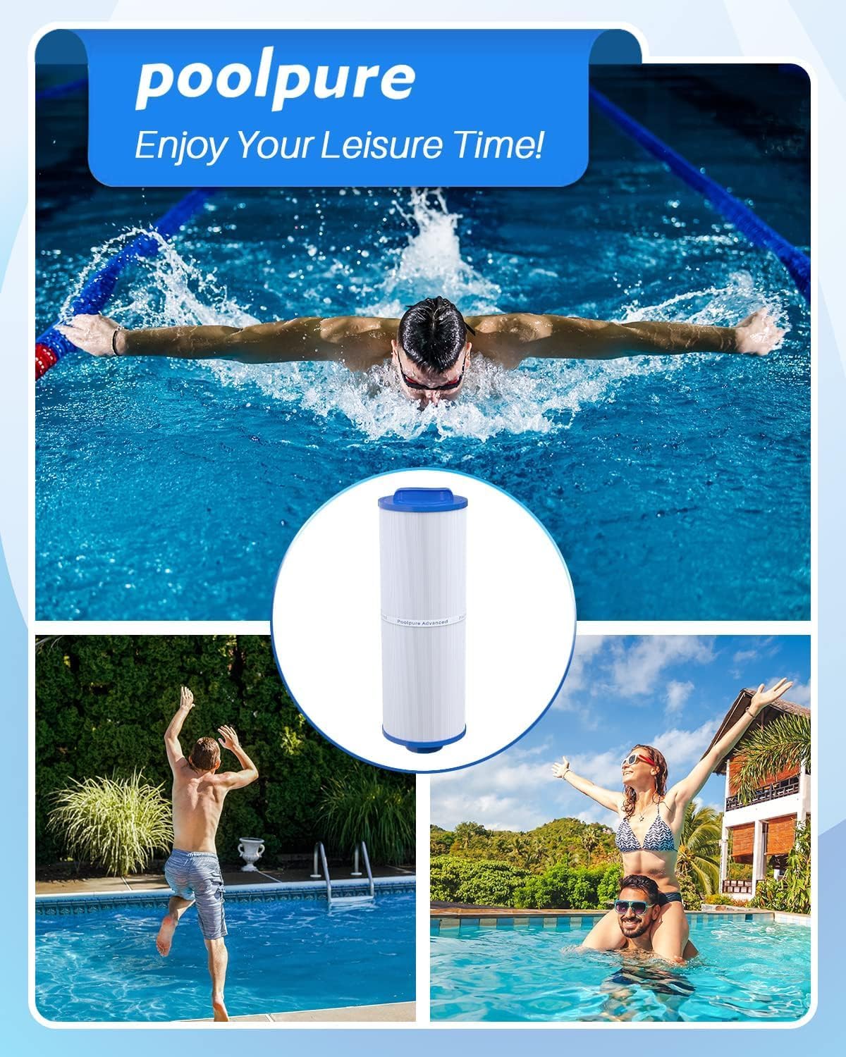 POOLPURE 4CH-949 SPA Filter Replaces Pleatco PWW50L 1PACK