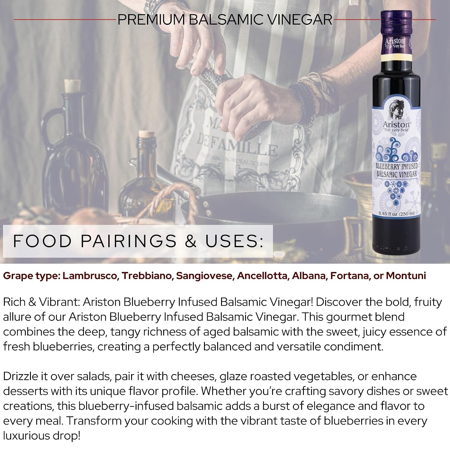 Ariston Aged Balsamic Vinegar of Modena, Traditional Flavored, 16.9 Fl Oz | Organic Gourmet Italian Vinegar, Oak Barrel Aged, Perfect for Salads, Pasta & Finishing Dishes, No Added Sugar, Vegan